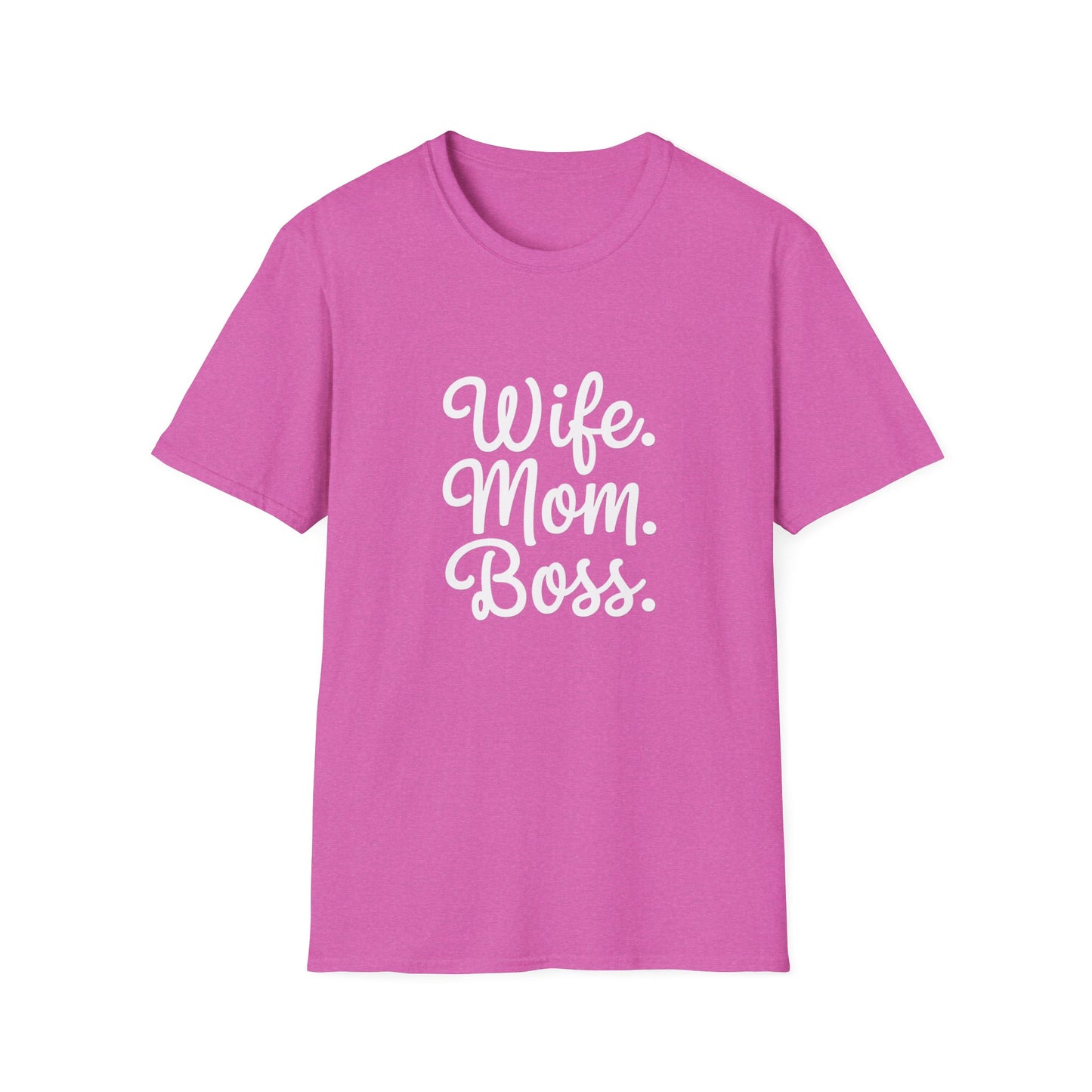 Wife Mom Boss T-Shirt | Unisex Softstyle Tee for Empowered Moms | Gift for Mother's Day, Birthday, Casual Wear, Everyday Life