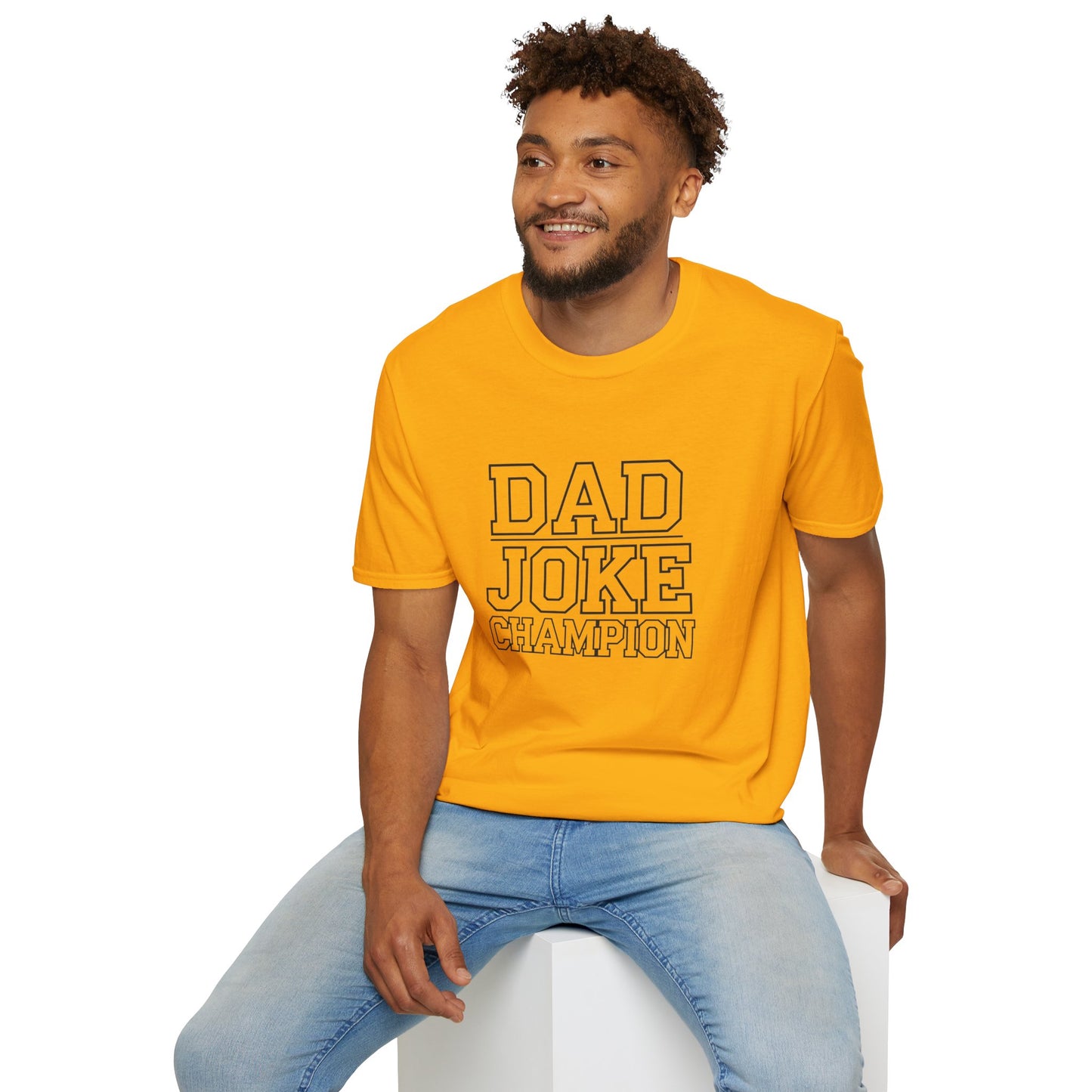 Dad Joke Champion Unisex Softstyle T-Shirt - Perfect Gift for Fathers' Day, Family Gatherings and Fun Occasions