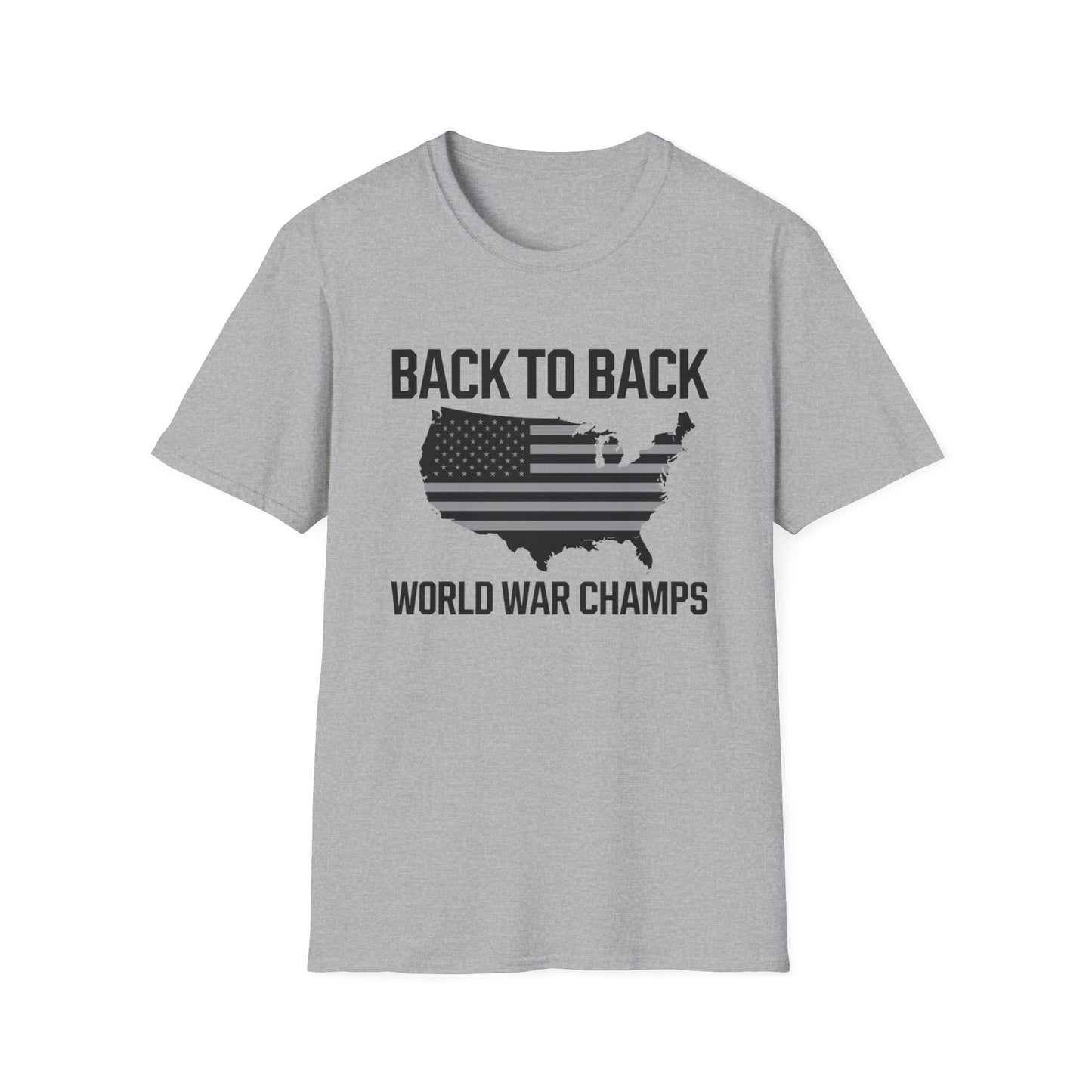 Patriotic Unisex Softstyle T-Shirt – ‘Back to Back World War Champs’
