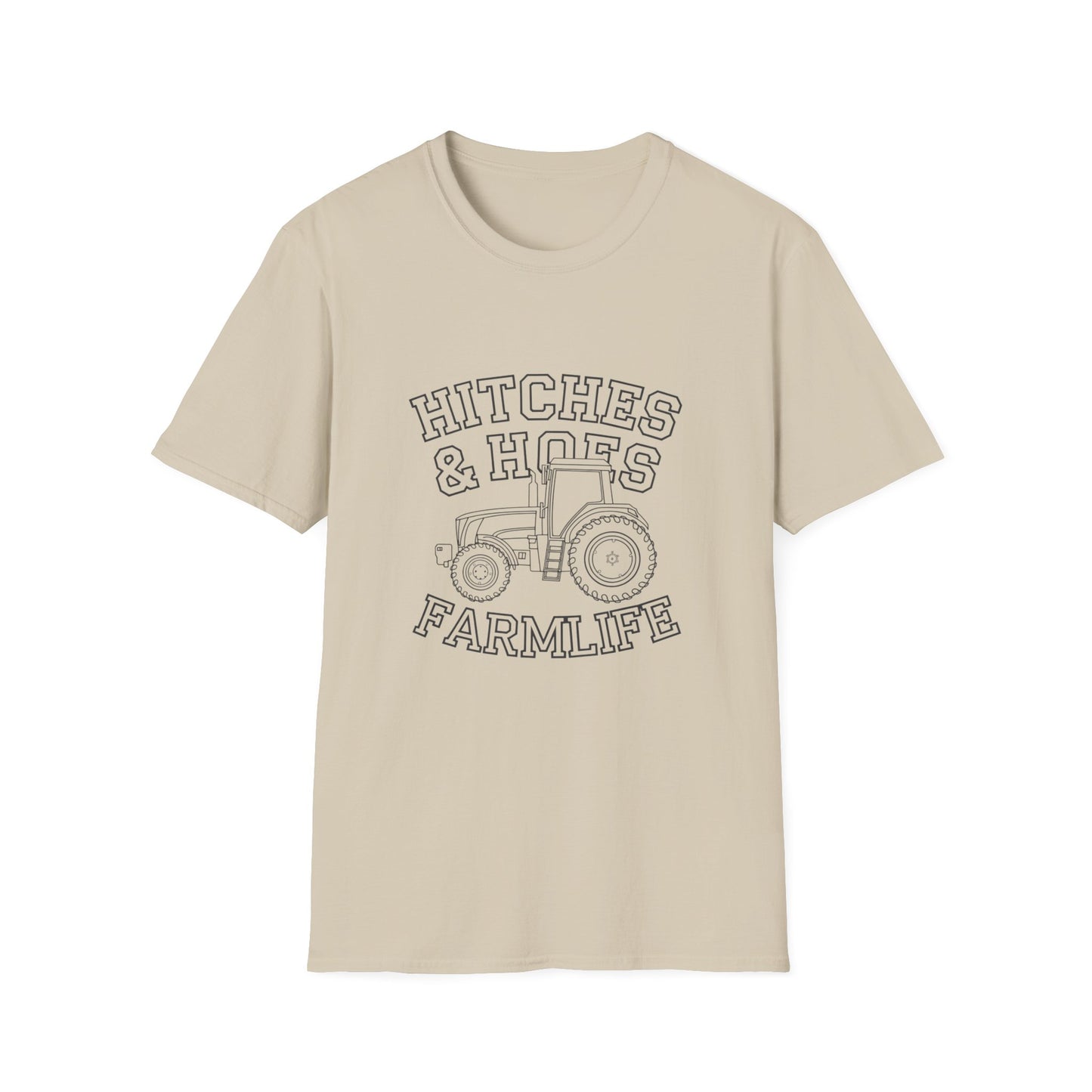 Hitches & Hoes Farm Life T-Shirt - Unisex Softstyle Tee for Farmers