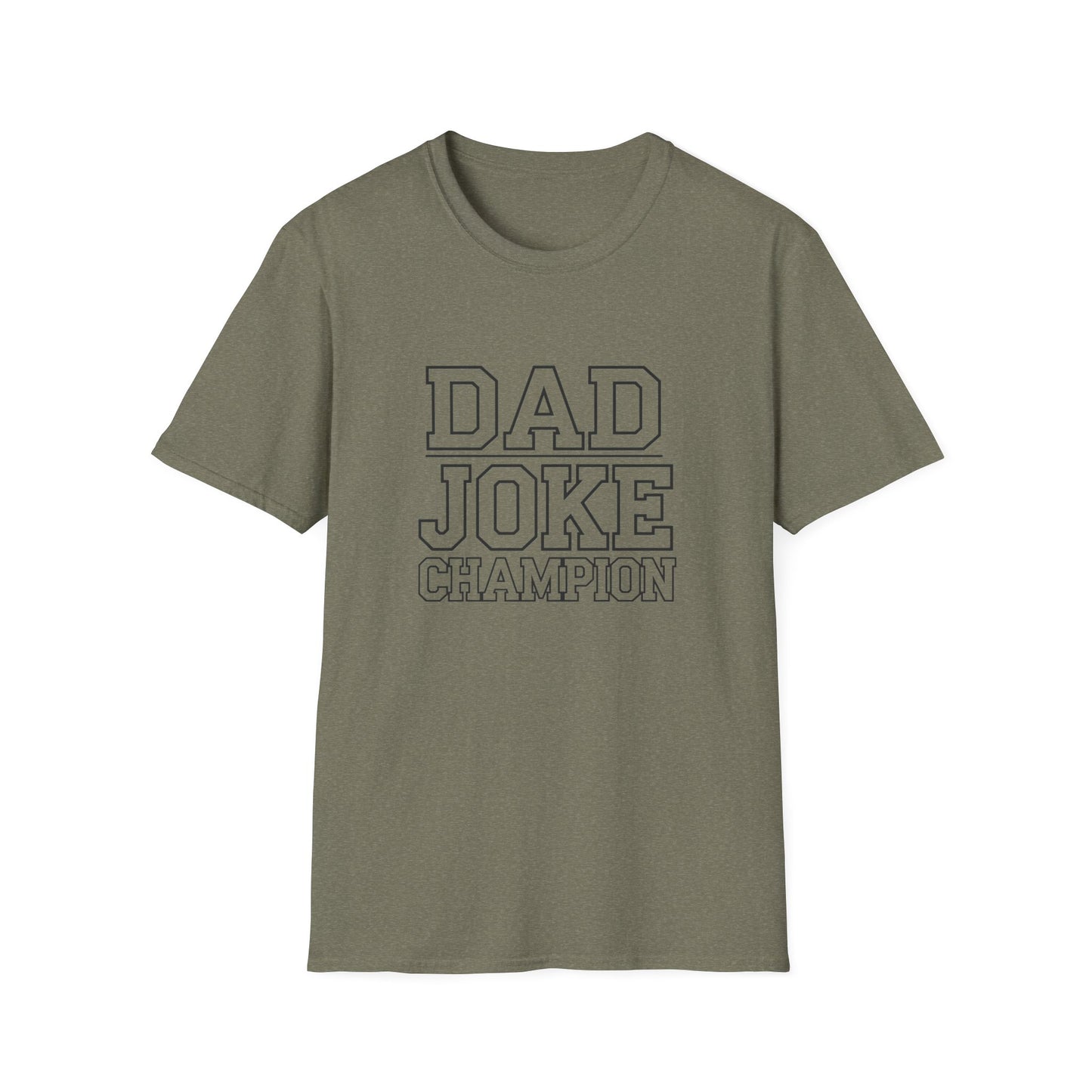Dad Joke Champion Unisex Softstyle T-Shirt - Perfect Gift for Fathers' Day, Family Gatherings and Fun Occasions