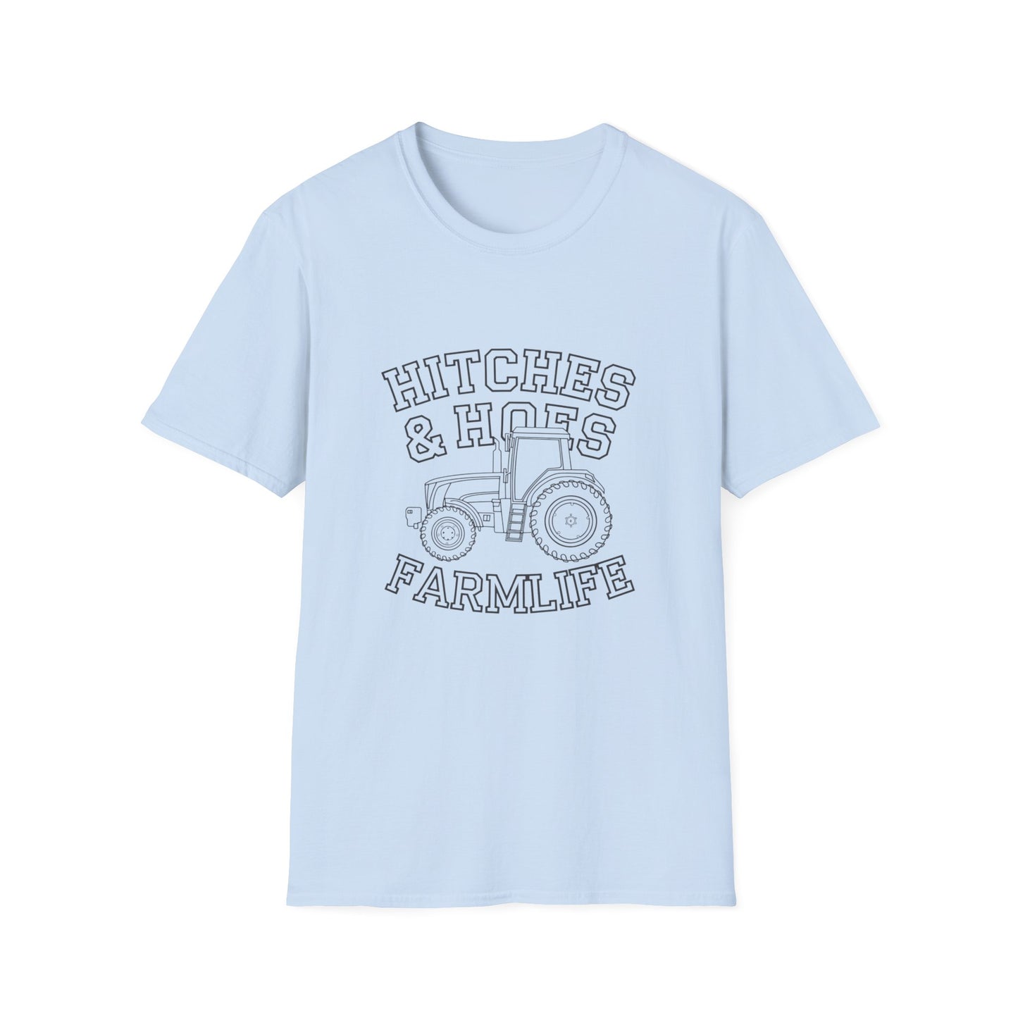 Hitches & Hoes Farm Life T-Shirt - Unisex Softstyle Tee for Farmers