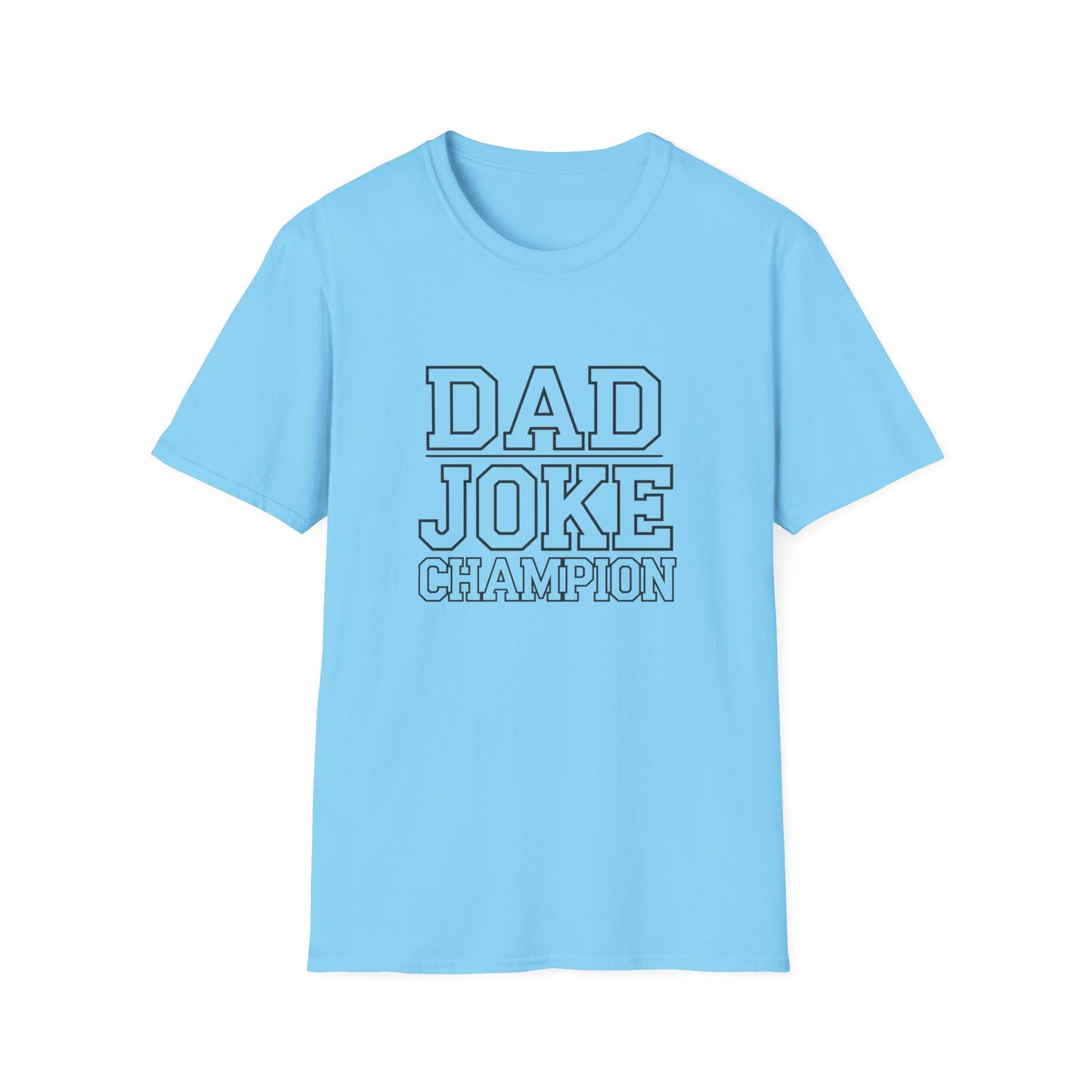 Dad Joke Champion Unisex Softstyle T-Shirt - Perfect Gift for Fathers' Day, Family Gatherings and Fun Occasions