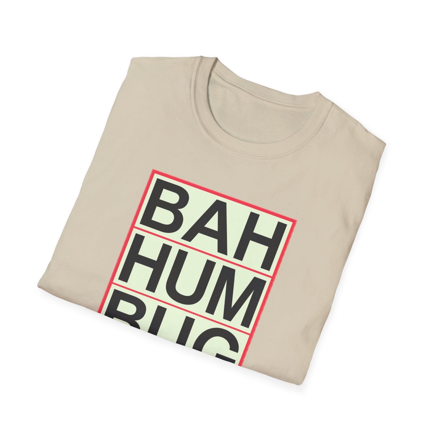 Bah Humbug Unisex Softstyle T-Shirt, Funny Christmas Shirt, Holiday Humor Tee, Gift for Grumpy Friends, Festive Casualwear