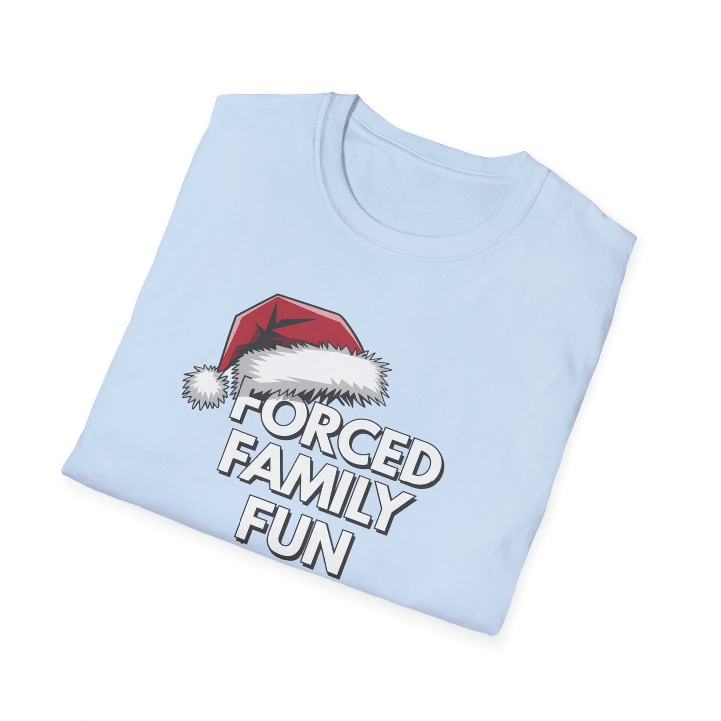 Forced Family Fun T-Shirt | Unisex Holiday Tee, Christmas Gift, Family Reunion Wear, Funny Christmas Shirt, Softstyle Tee