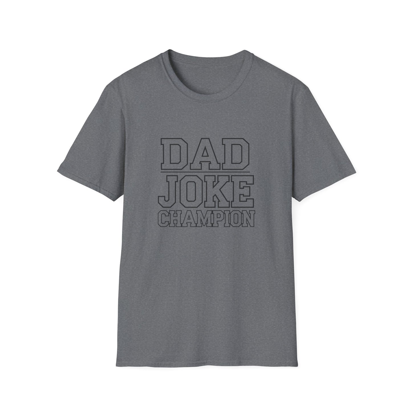 Dad Joke Champion Unisex Softstyle T-Shirt - Perfect Gift for Fathers' Day, Family Gatherings and Fun Occasions