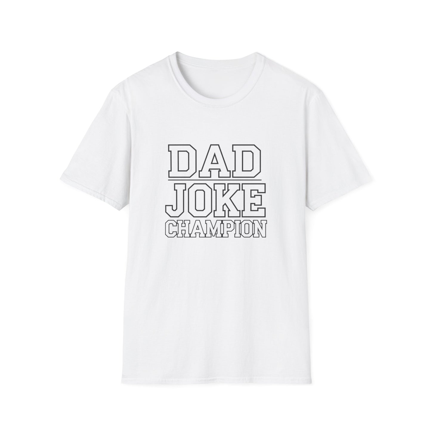 Dad Joke Champion Unisex Softstyle T-Shirt - Perfect Gift for Fathers' Day, Family Gatherings and Fun Occasions