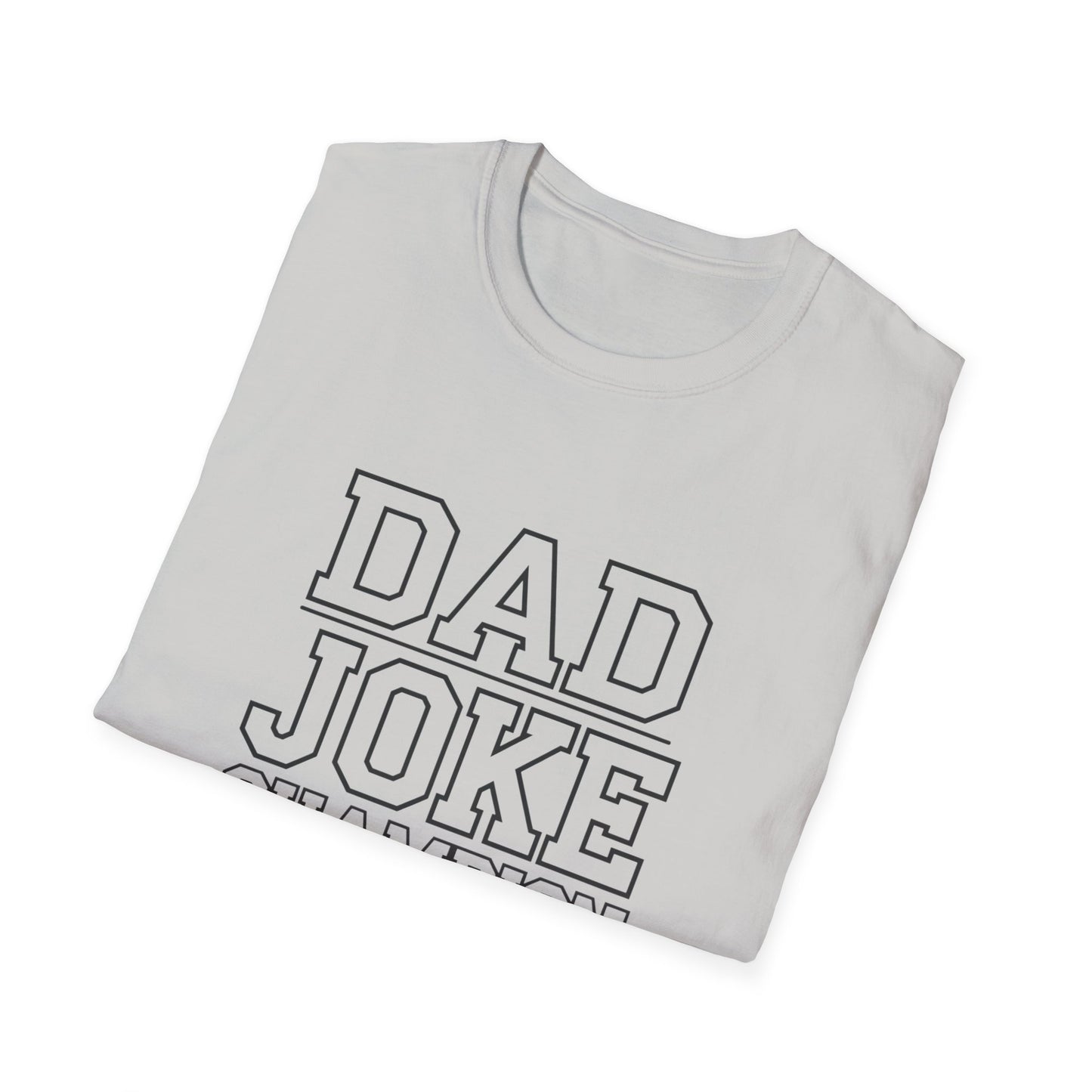Dad Joke Champion Unisex Softstyle T-Shirt - Perfect Gift for Fathers' Day, Family Gatherings and Fun Occasions