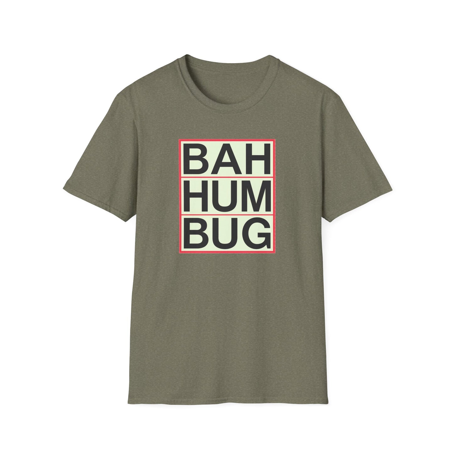 Bah Humbug Unisex Softstyle T-Shirt, Funny Christmas Shirt, Holiday Humor Tee, Gift for Grumpy Friends, Festive Casualwear