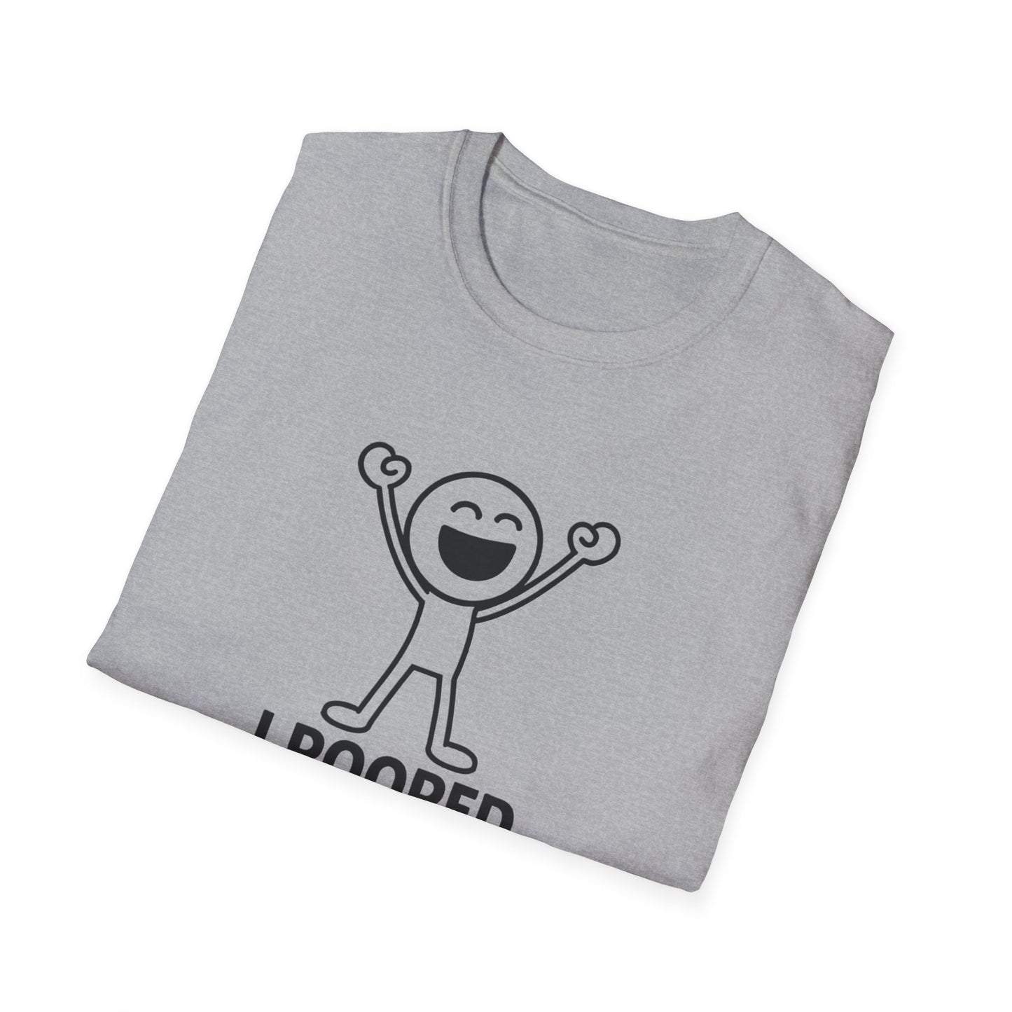 Funny Unisex Softstyle T-Shirt - "I Pooped Today!" Playful Humor Tee for Kids and Adults