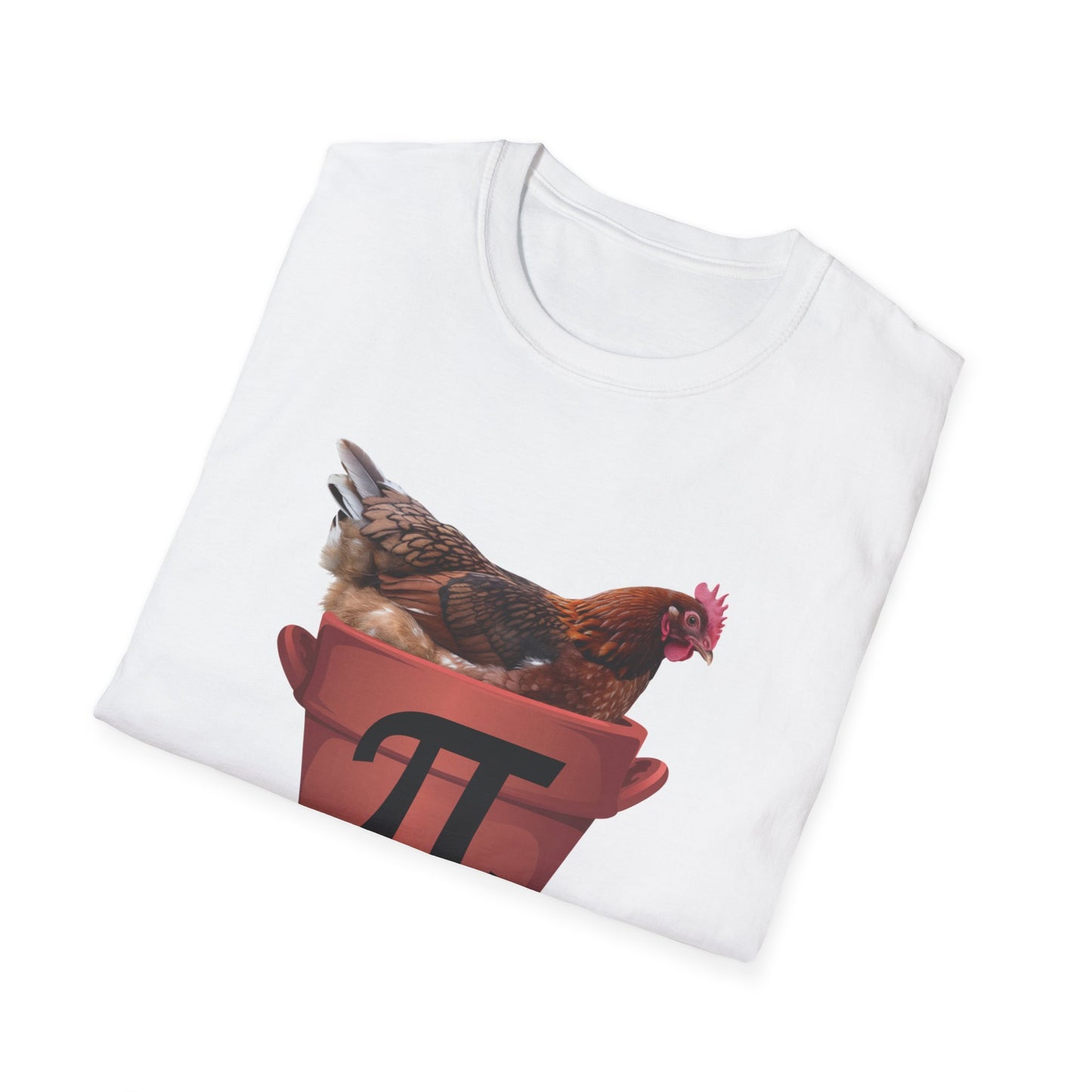 Funny Chicken Pi Unisex Softstyle T-Shirt - Quirky Math Humor Tee