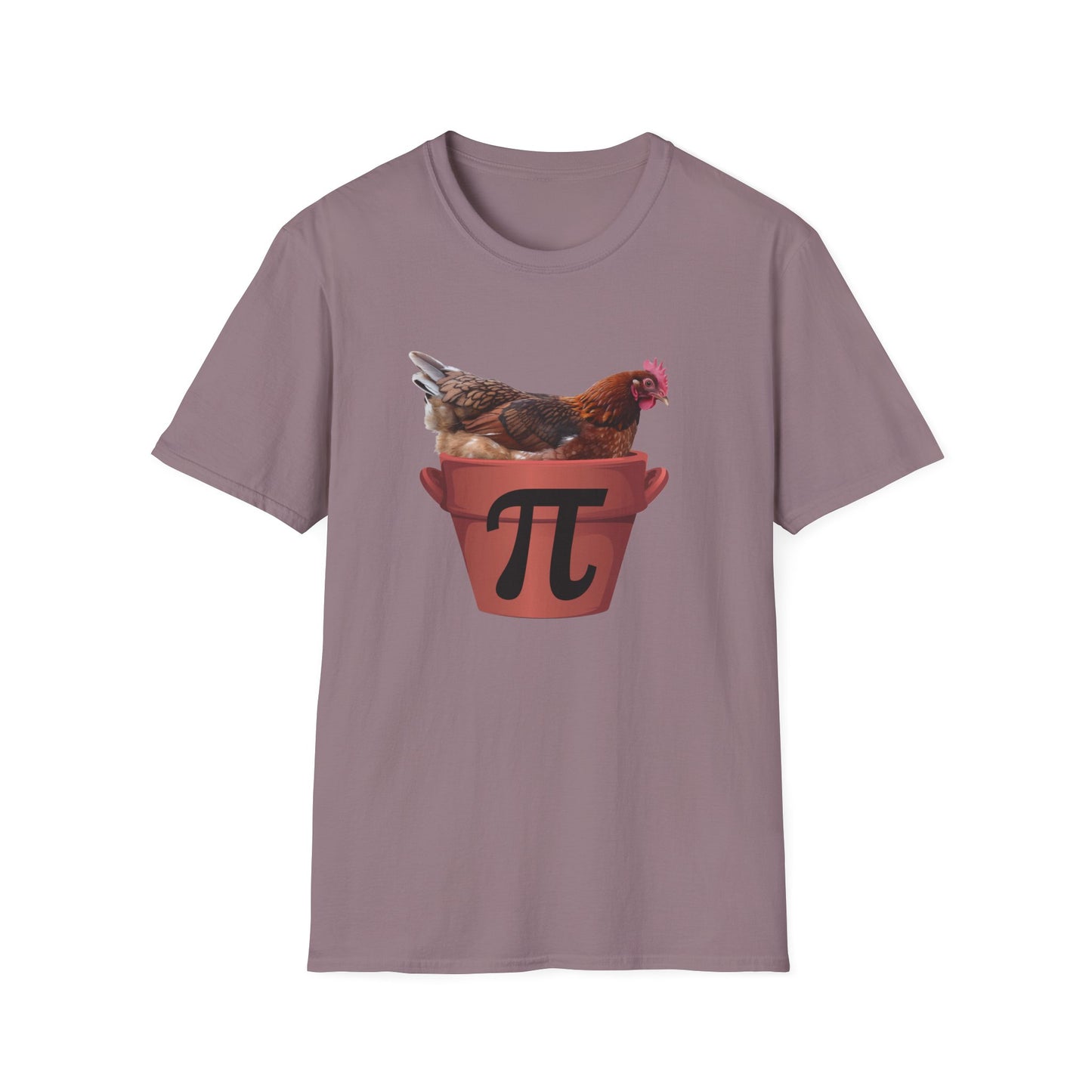 Funny Chicken Pi Unisex Softstyle T-Shirt - Quirky Math Humor Tee