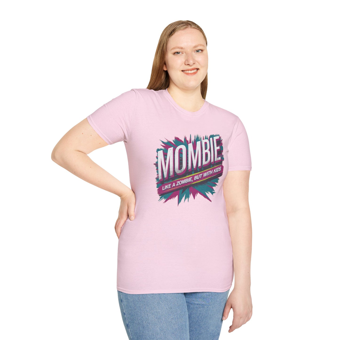 Mombie T-Shirt - Funny Parenting Gift, Unisex Softstyle Tee, Perfect for Moms, Halloween, Gift for New Moms, Casual Wear