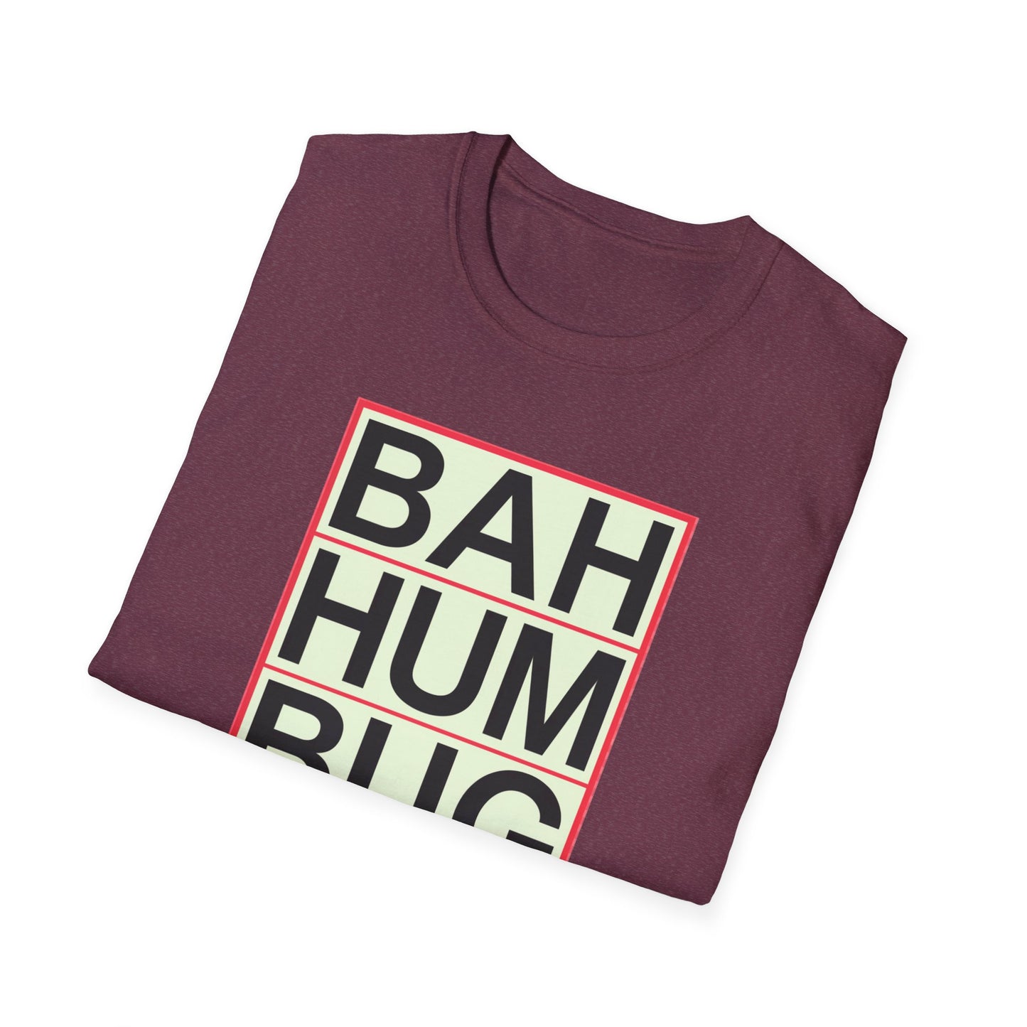 Bah Humbug Unisex Softstyle T-Shirt, Funny Christmas Shirt, Holiday Humor Tee, Gift for Grumpy Friends, Festive Casualwear