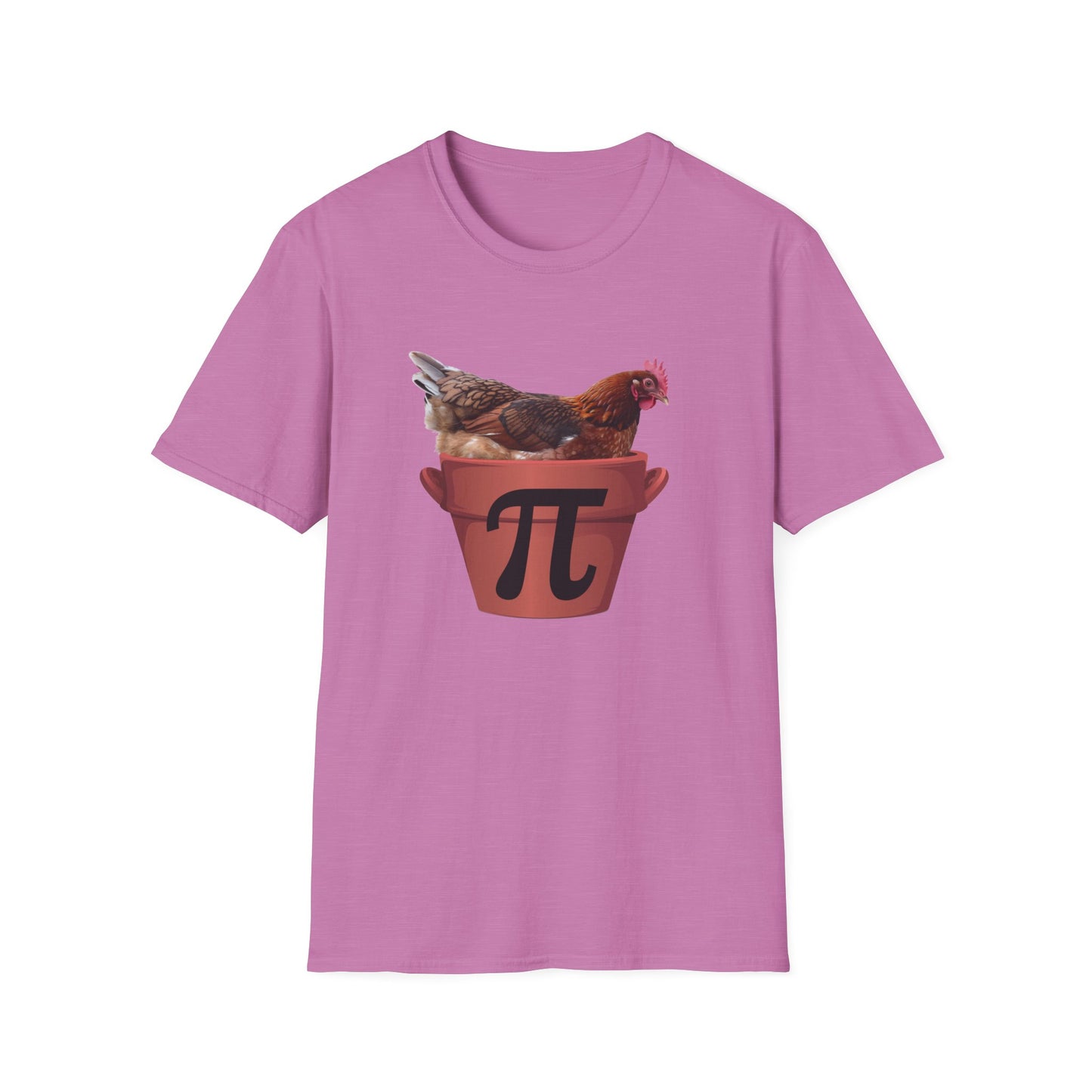 Funny Chicken Pi Unisex Softstyle T-Shirt - Quirky Math Humor Tee