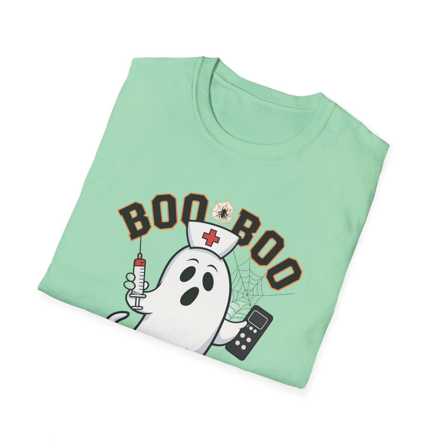 Boo Boo Crew T-Shirt, Softstyle Tee for Halloween, Ghost Nurse Shirt, Fun Family Costume Top, Spooky Comedy Dress-Up