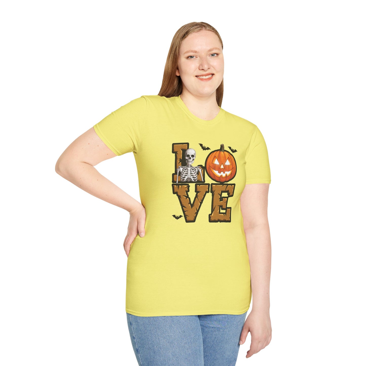 Halloween Skeleton Love T-Shirt, Spooky Graphic Tee, Unisex Fall Apparel, Halloween Costume, Trick or Treat Shirt