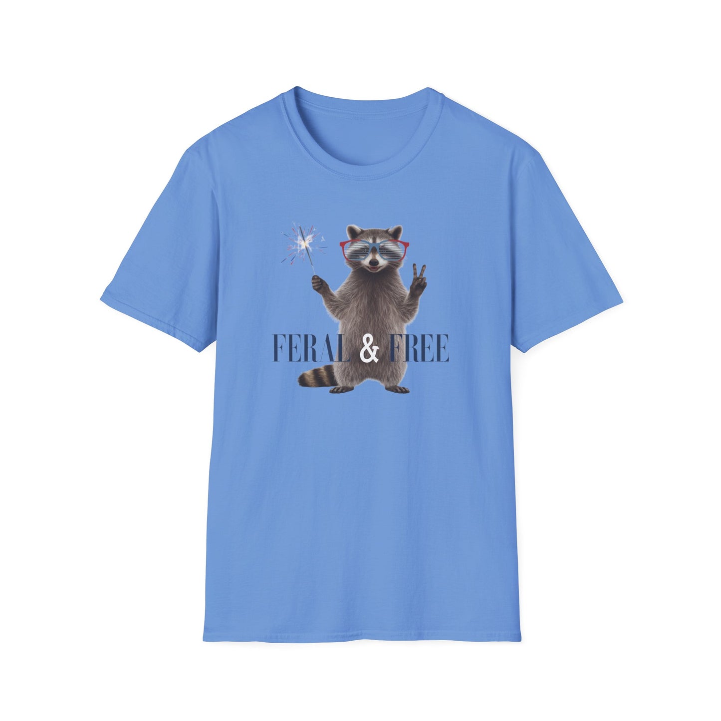 Feral & Free Raccoon Unisex Softstyle T-Shirt - Fun & Quirky Graphic Tee