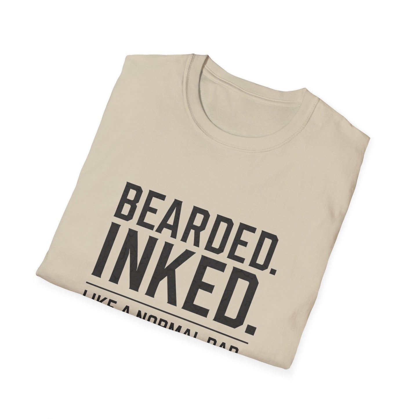 Bearded Dad T-Shirt, Funny Gift for Father's Day, Unisex Softstyle Tee, Casual Wear, Inked Dad Apparel, Perfect for Dads