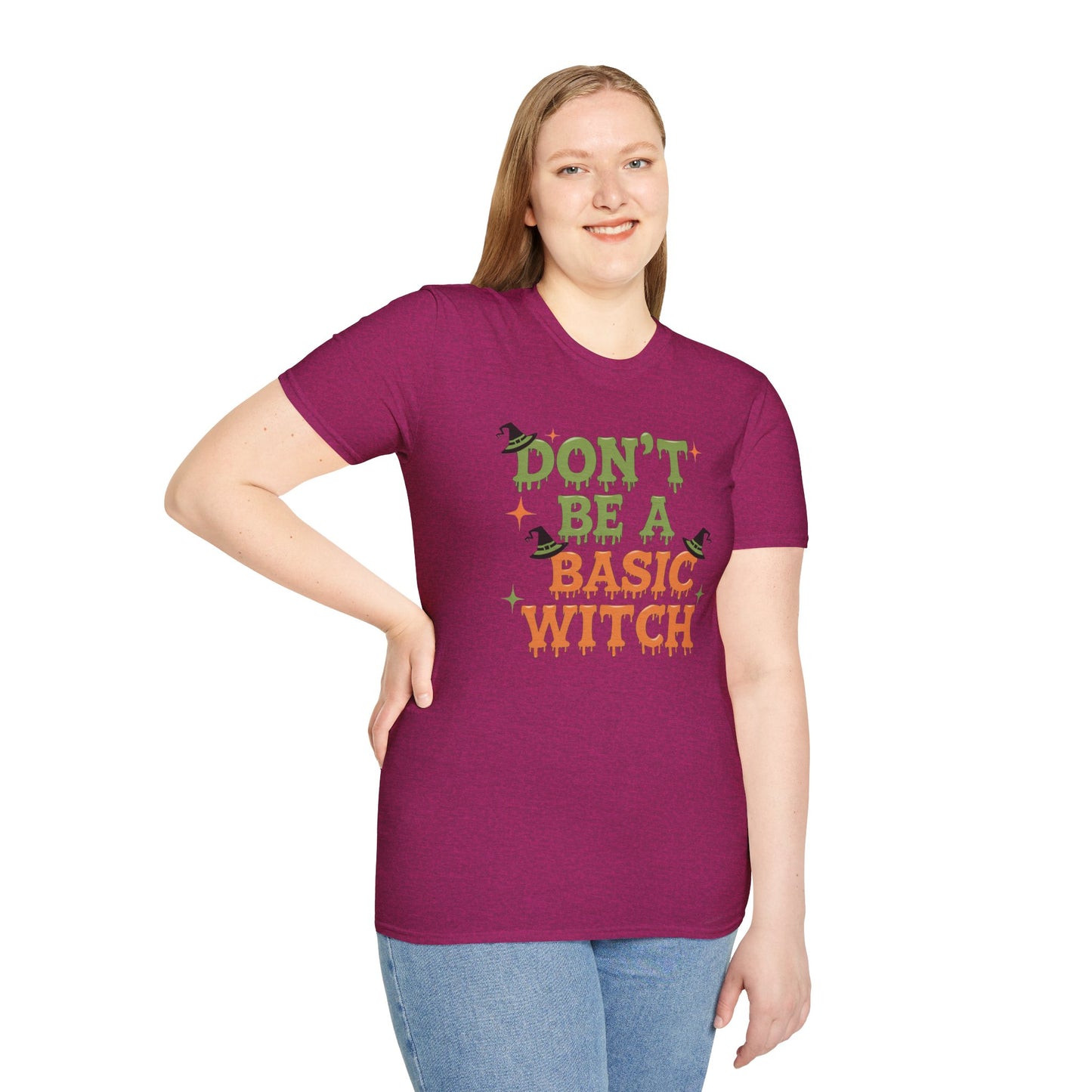 Humorous Halloween T-Shirt - Don't Be A Basic Witch, Fall Fashion, Unisex Tee, Cute Halloween Apparel, Gift for Witches