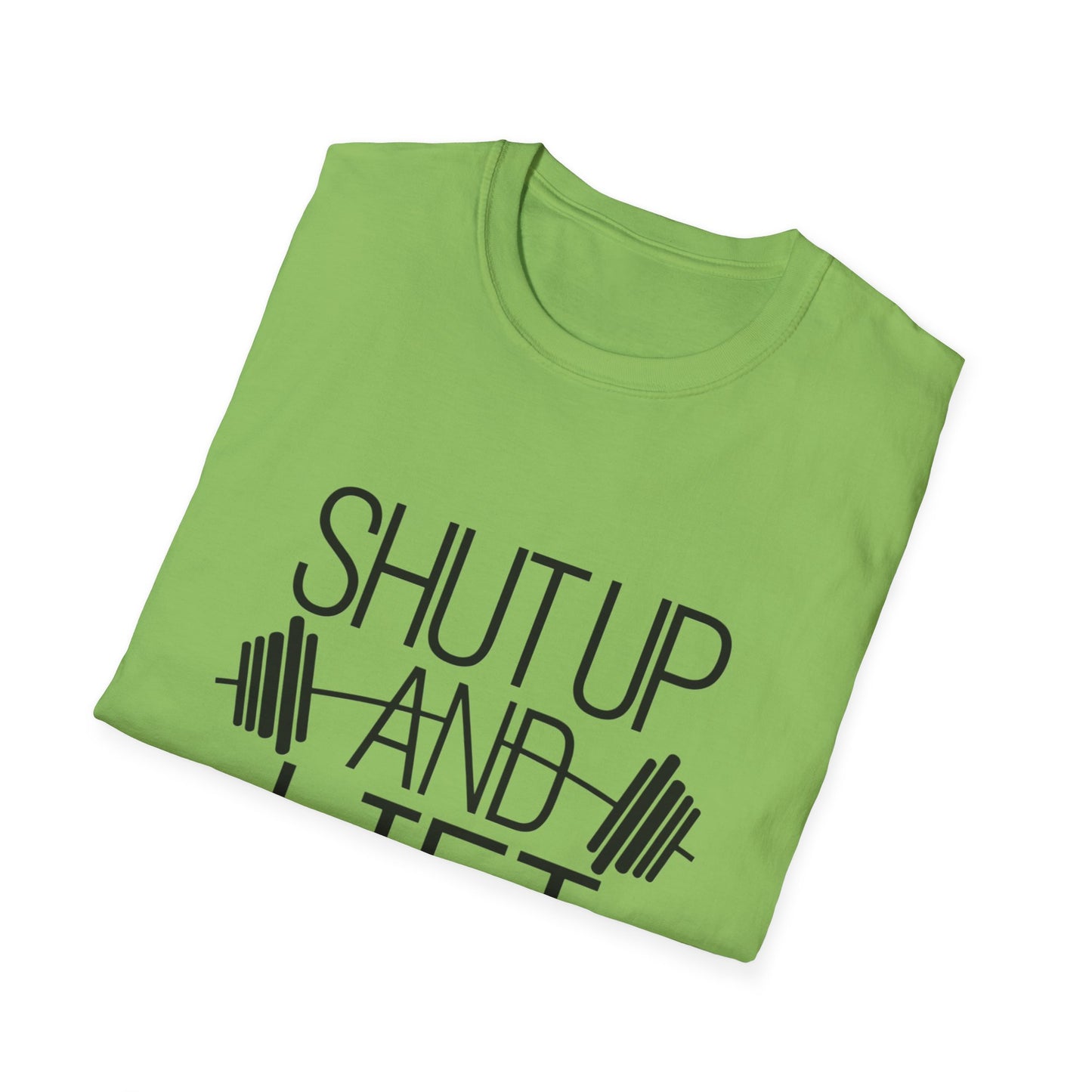 Fitness Motivation T-Shirt - "Shut Up and Lift" - Unisex Softstyle Tee for Gym Enthusiasts