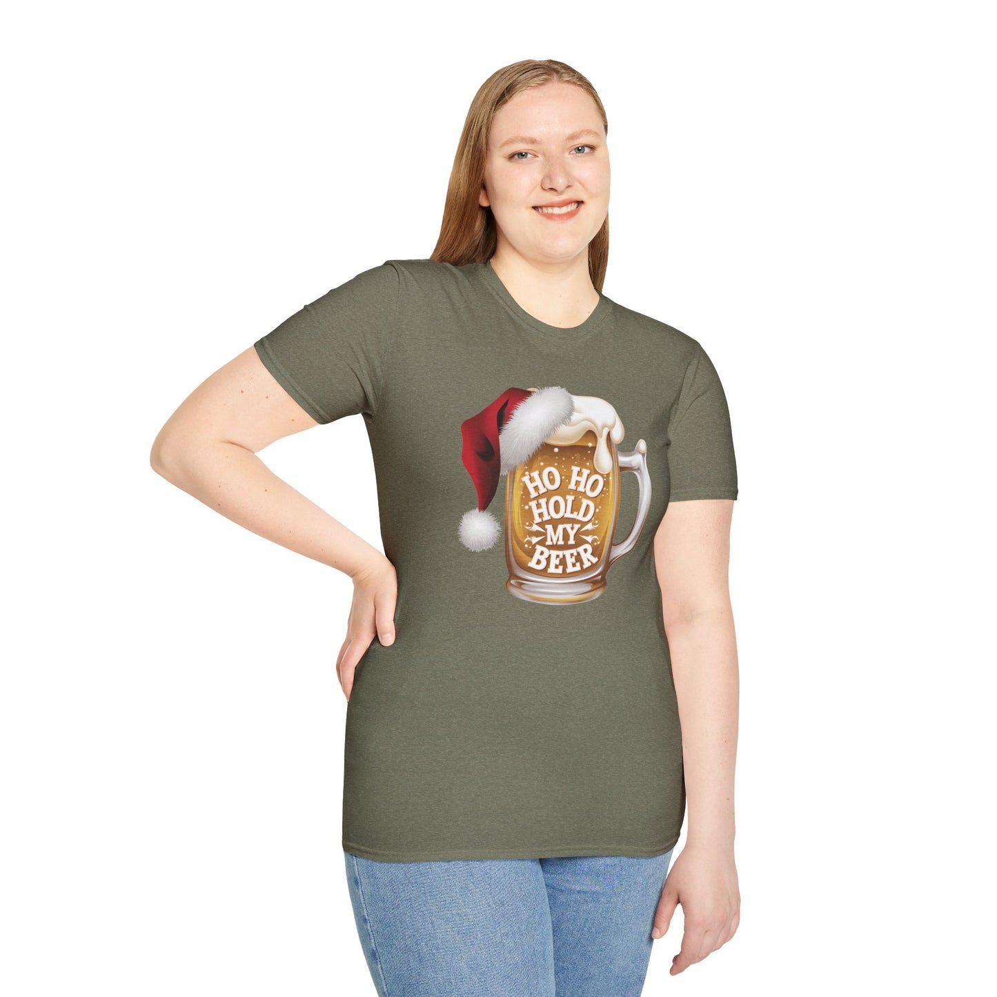 Funny Christmas T-Shirt, Ho Ho Hold My Beer Shirt, Holiday Party Tee, Unisex Graphic Tee, Gift for Beer Lovers