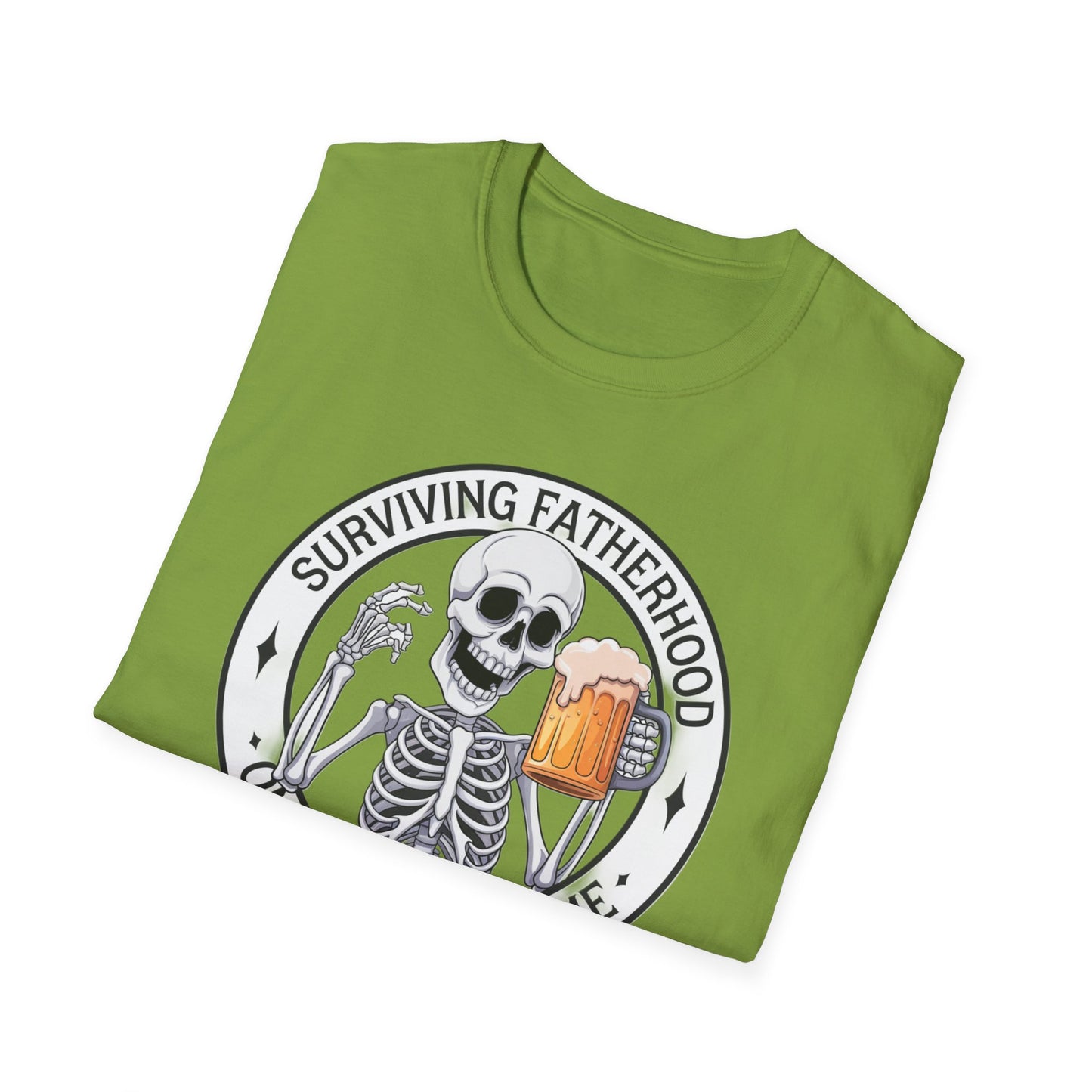 Surviving Fatherhood T-Shirt - Funny Gift for Dads, Halloween, Father's Day, Birthday, Skeleton Design