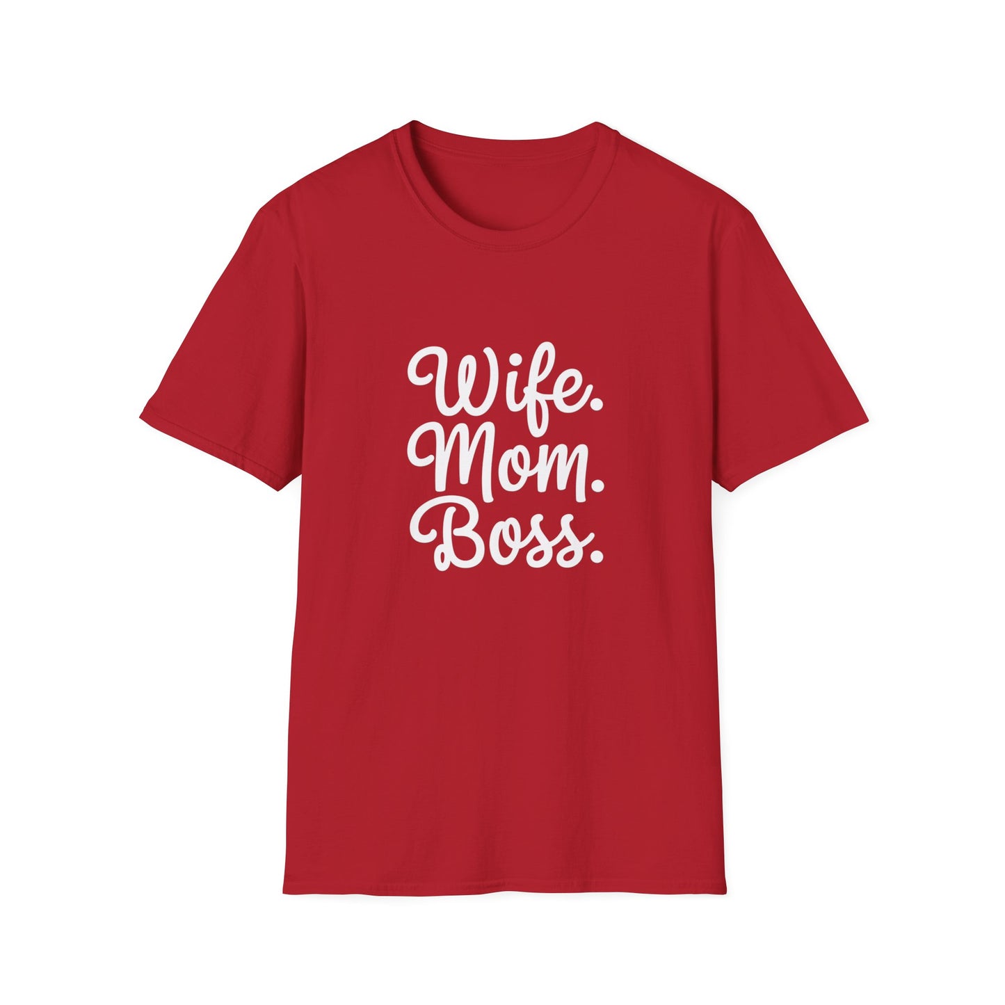 Wife Mom Boss T-Shirt | Unisex Softstyle Tee for Empowered Moms | Gift for Mother's Day, Birthday, Casual Wear, Everyday Life