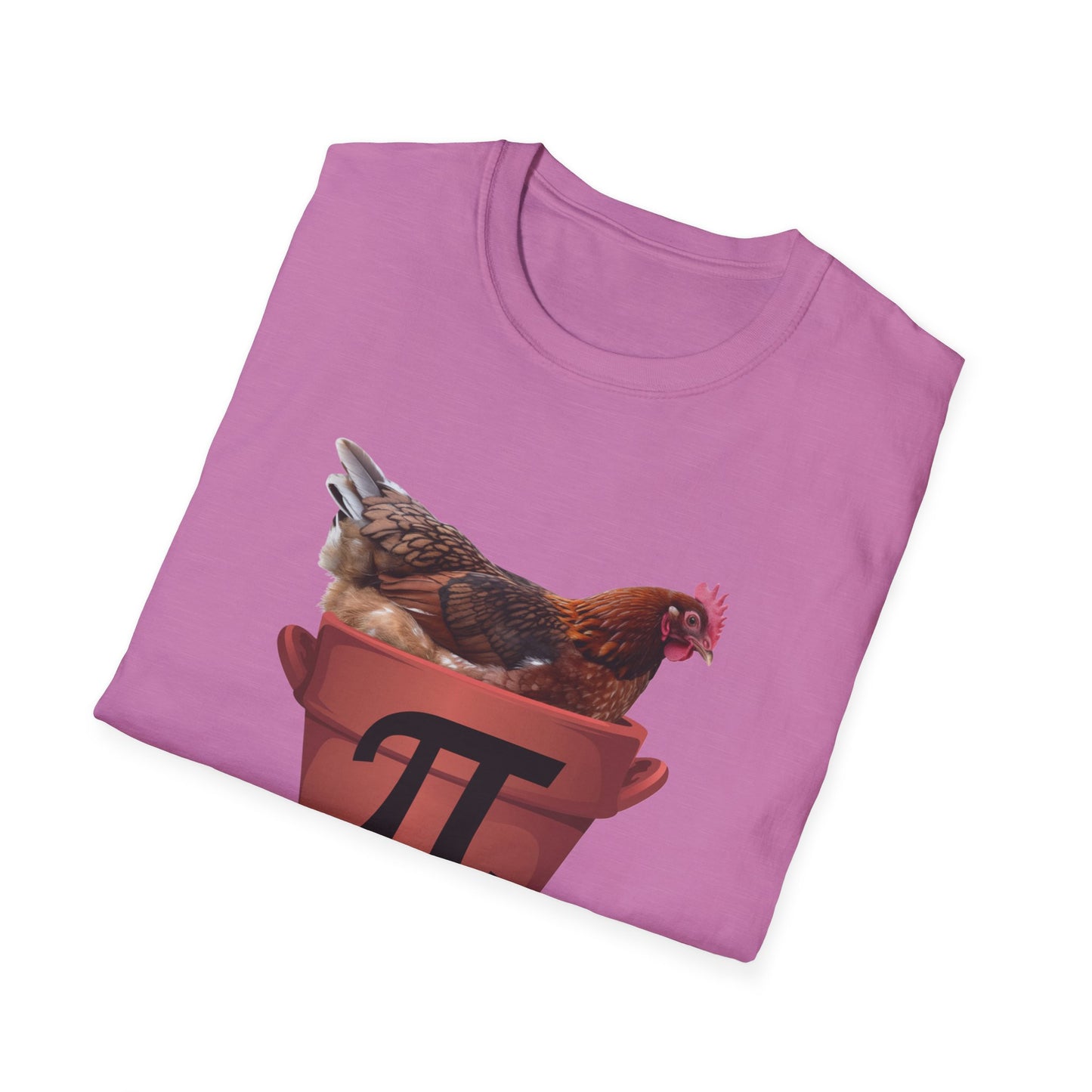 Funny Chicken Pi Unisex Softstyle T-Shirt - Quirky Math Humor Tee