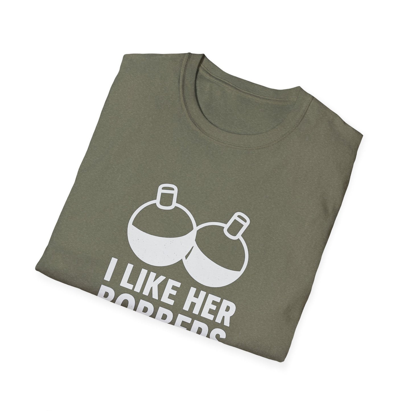 I Like Her Bobbers Unisex Softstyle T-Shirt - Fun Casual Wear for Fishing Enthusiasts