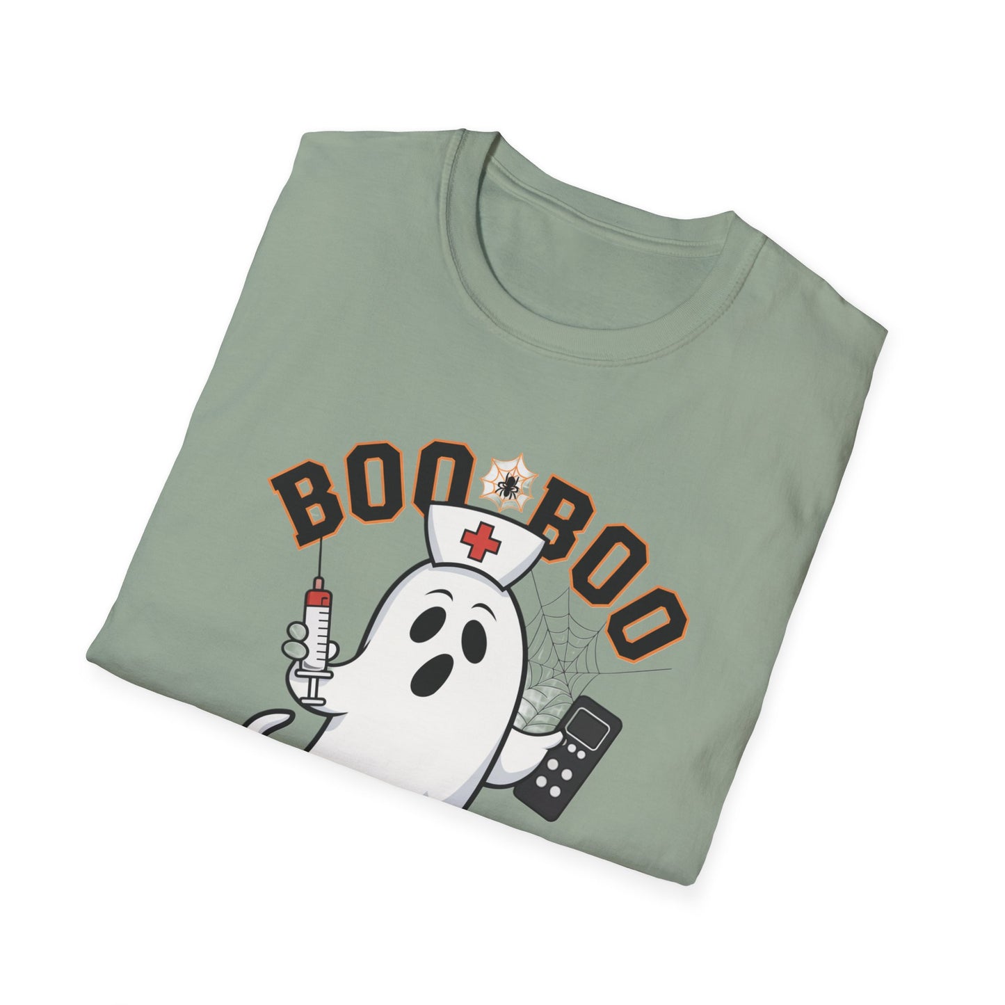 Boo Boo Crew T-Shirt, Softstyle Tee for Halloween, Ghost Nurse Shirt, Fun Family Costume Top, Spooky Comedy Dress-Up