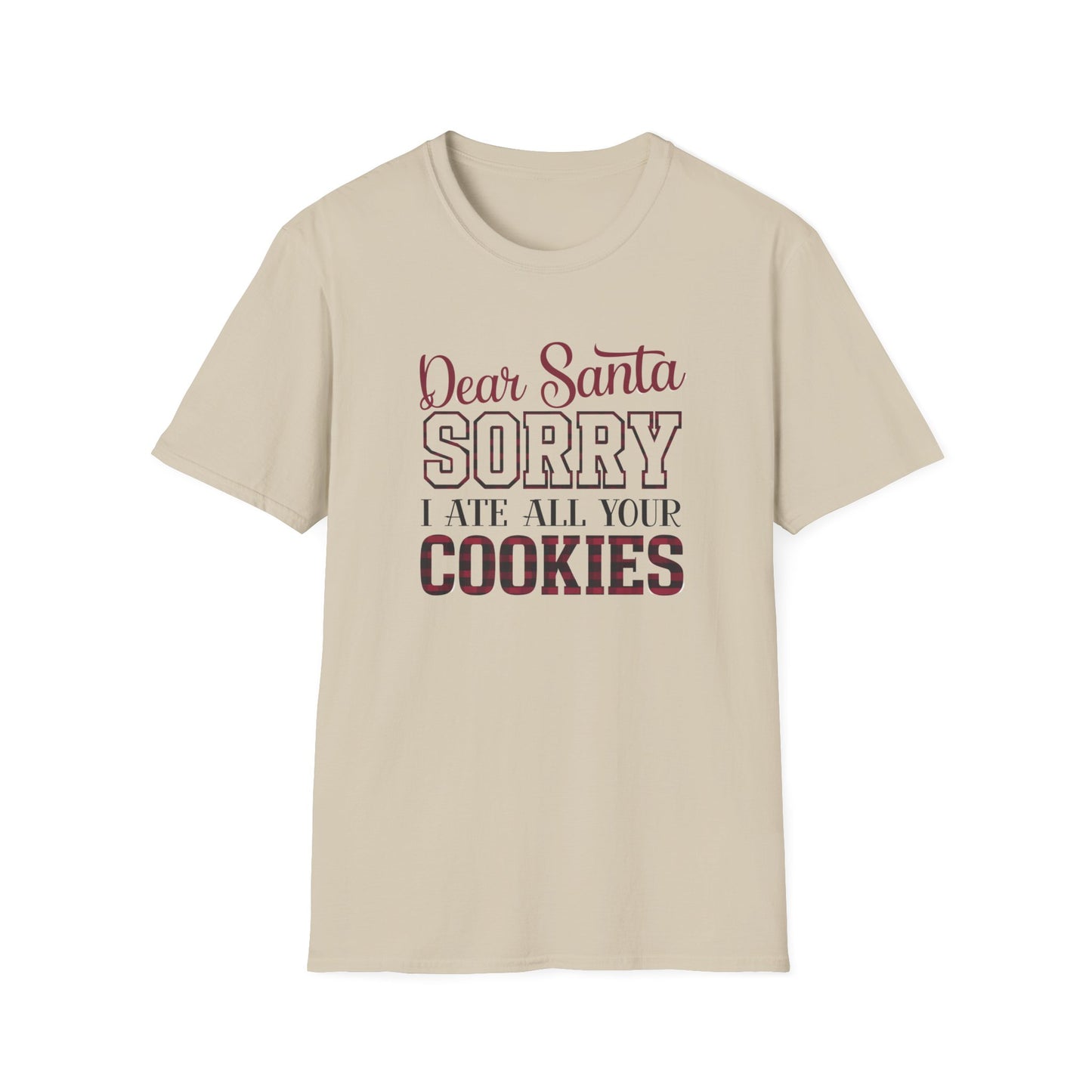 Funny Christmas T-Shirt, Unisex Softstyle Tee, Holiday Humor Gift, Santa Cookie Tee, Fun Gift for Him or Her, Seasonal Wear