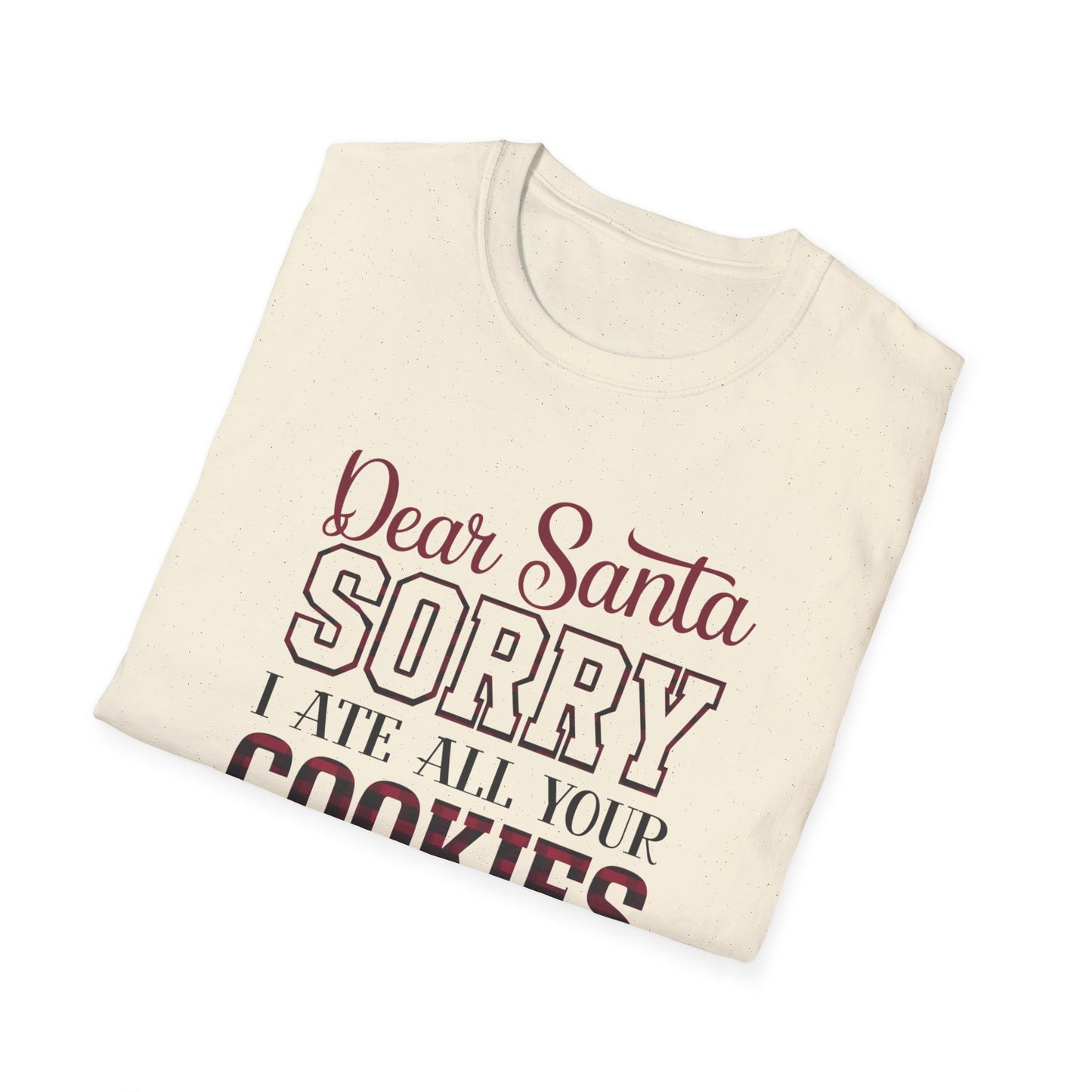 Funny Christmas T-Shirt, Unisex Softstyle Tee, Holiday Humor Gift, Santa Cookie Tee, Fun Gift for Him or Her, Seasonal Wear