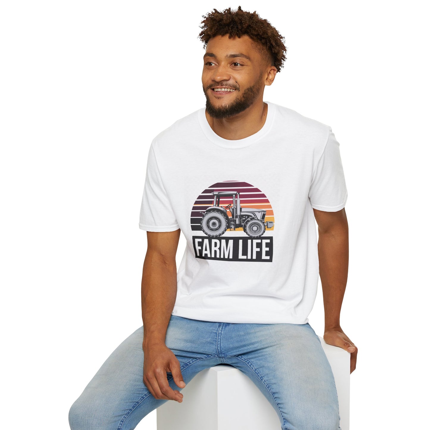 Farm Life Unisex Softstyle T-Shirt - Vintage Tractor Graphic Tee