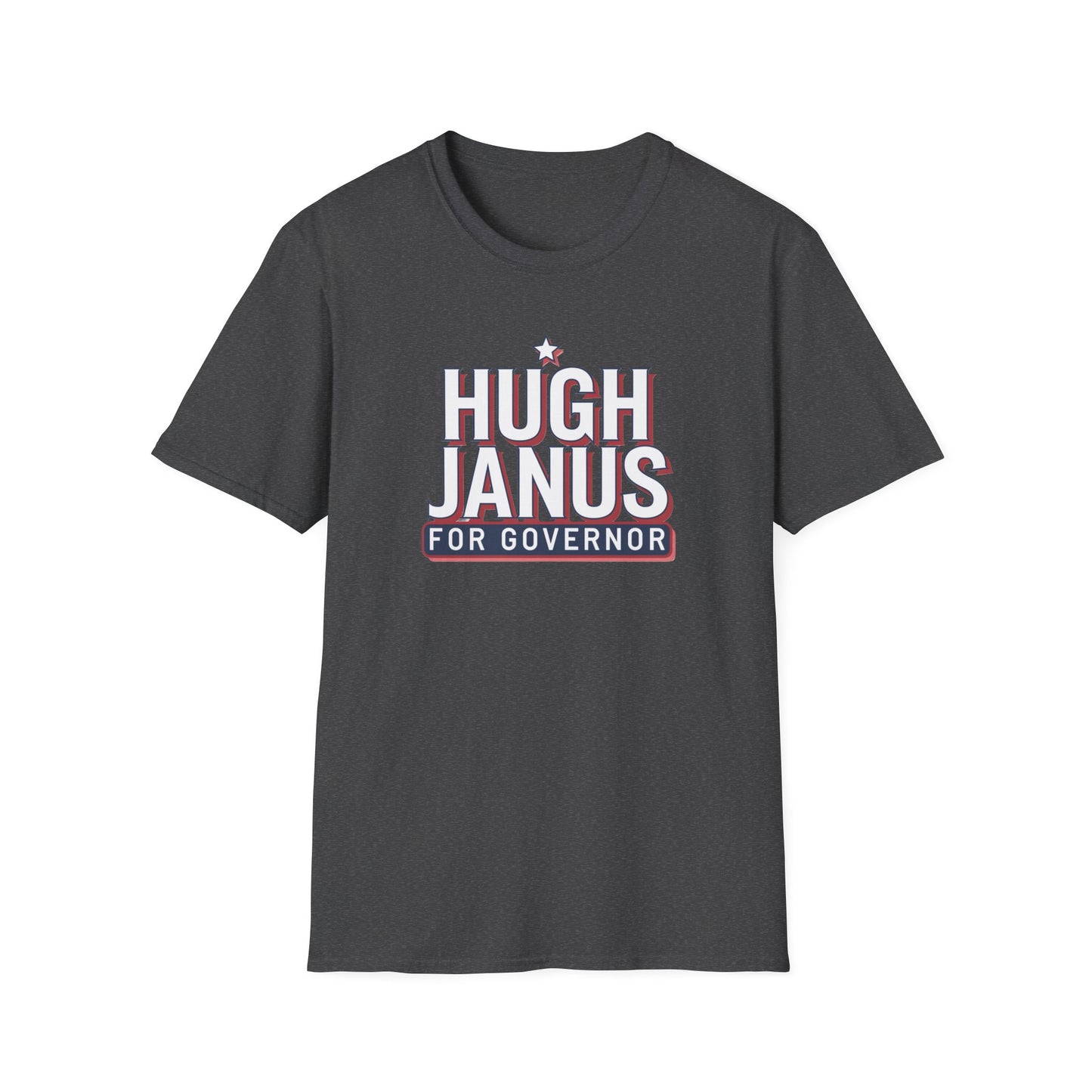Funny Political T-Shirt - Hugh Janus for Governor, Unisex Softstyle Tee, Election Campaign Shirt, Gift for Voters, Political Humor Top