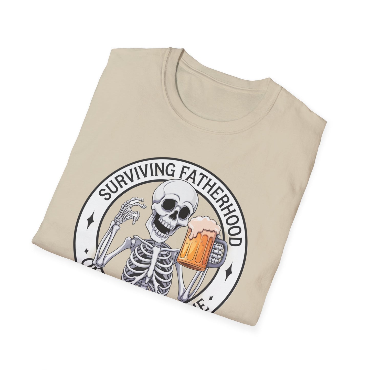 Surviving Fatherhood T-Shirt - Funny Gift for Dads, Halloween, Father's Day, Birthday, Skeleton Design