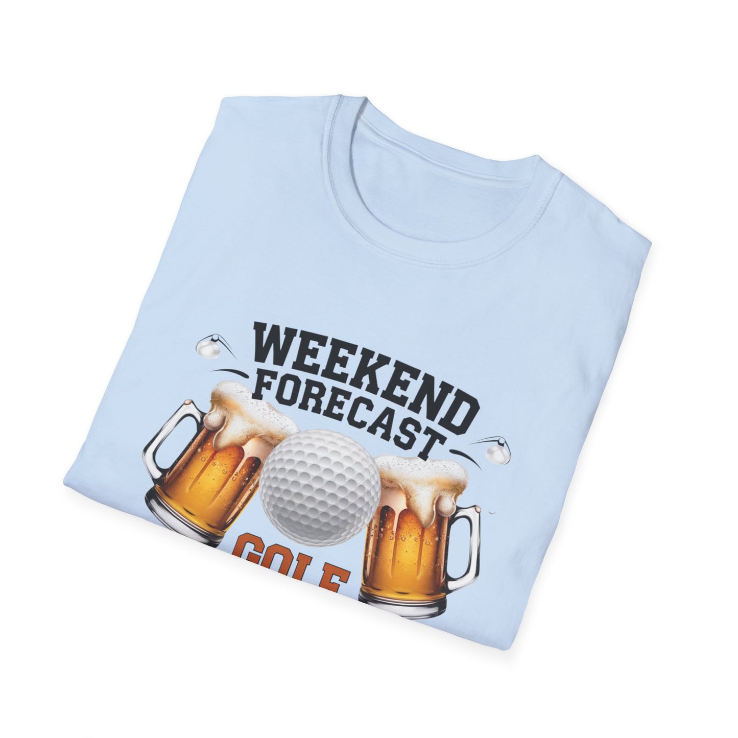 Weekend Forecast Golf Drinking T-Shirt | Unisex Softstyle Tee for Golf Lovers
