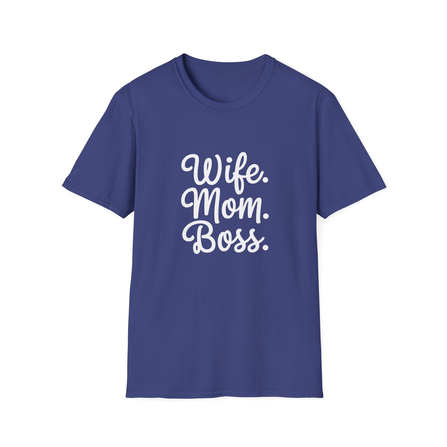 Wife Mom Boss T-Shirt | Unisex Softstyle Tee for Empowered Moms | Gift for Mother's Day, Birthday, Casual Wear, Everyday Life