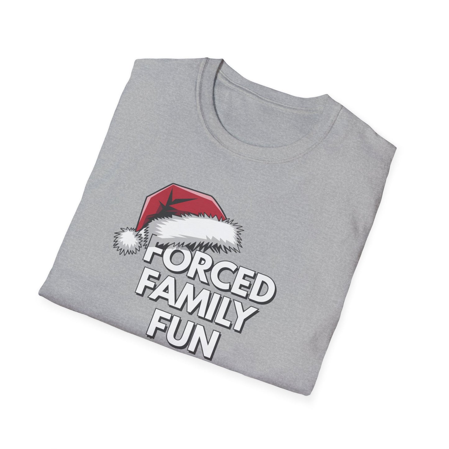Forced Family Fun T-Shirt | Unisex Holiday Tee, Christmas Gift, Family Reunion Wear, Funny Christmas Shirt, Softstyle Tee