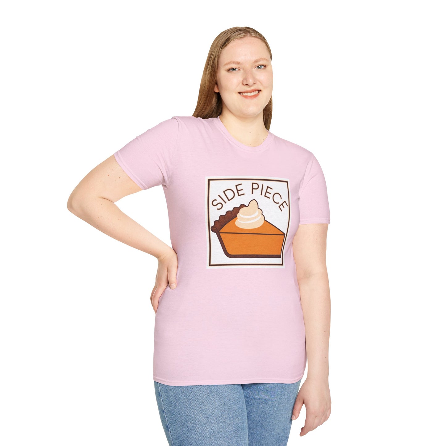 Funny Dessert Lover Unisex Softstyle T-Shirt - "Side Piece" Slice Design