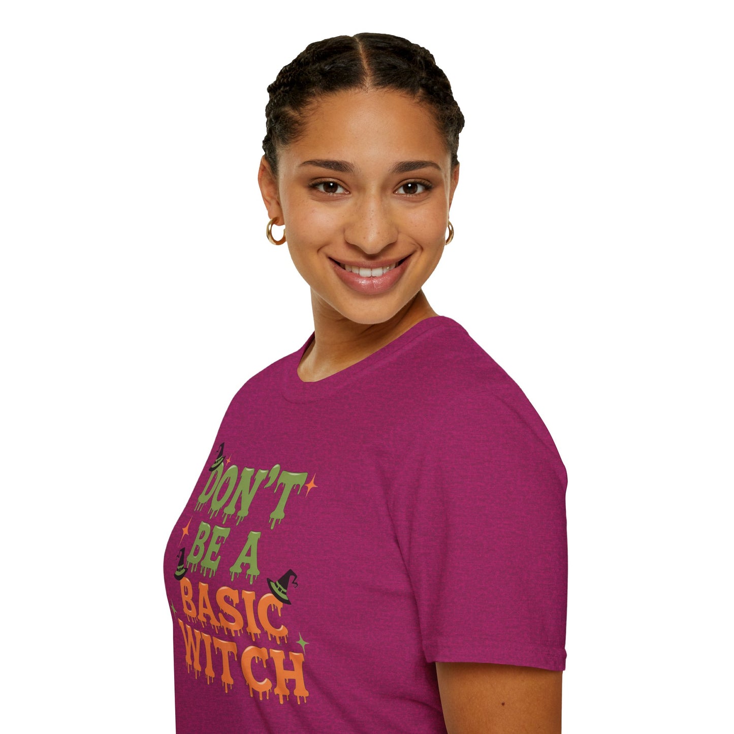 Humorous Halloween T-Shirt - Don't Be A Basic Witch, Fall Fashion, Unisex Tee, Cute Halloween Apparel, Gift for Witches
