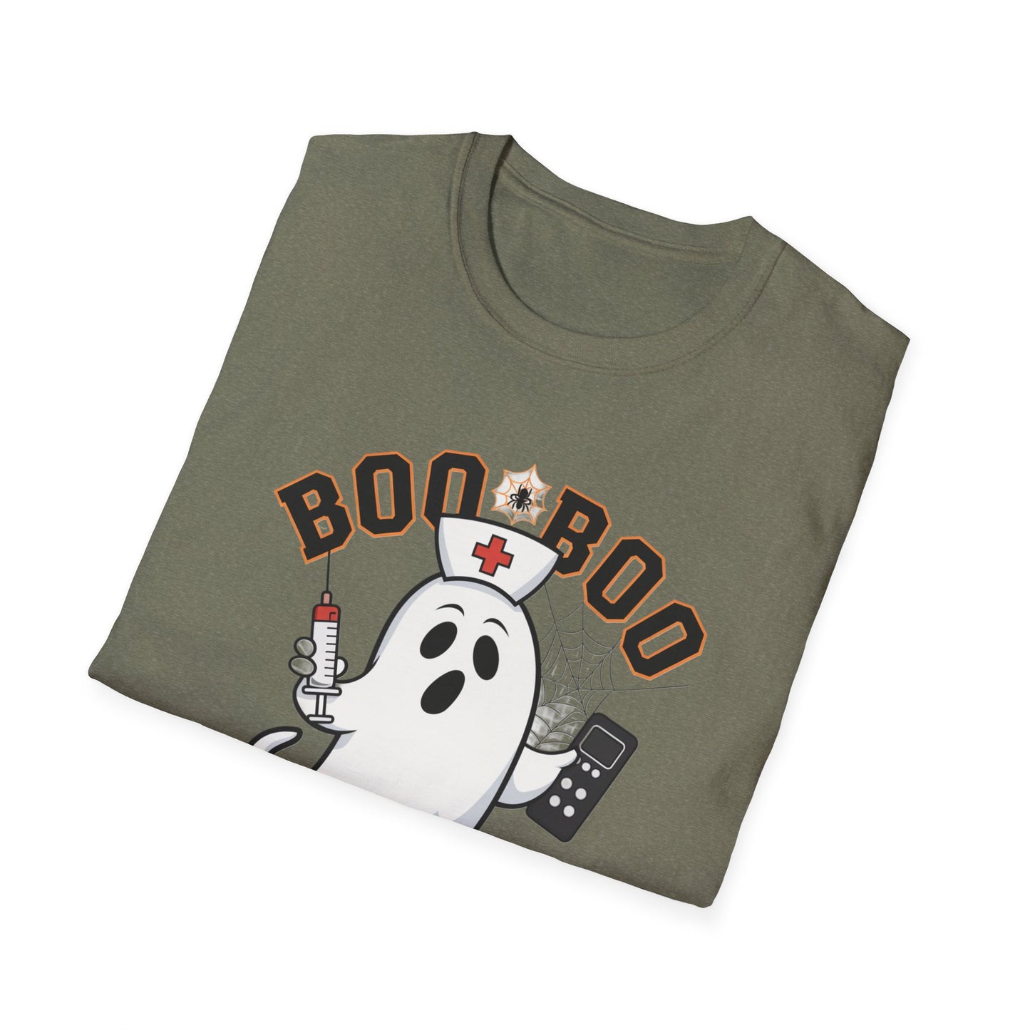 Boo Boo Crew T-Shirt, Softstyle Tee for Halloween, Ghost Nurse Shirt, Fun Family Costume Top, Spooky Comedy Dress-Up