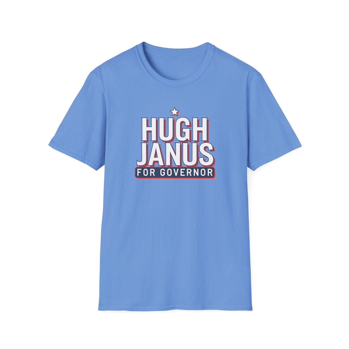 Funny Political T-Shirt - Hugh Janus for Governor, Unisex Softstyle Tee, Election Campaign Shirt, Gift for Voters, Political Humor Top