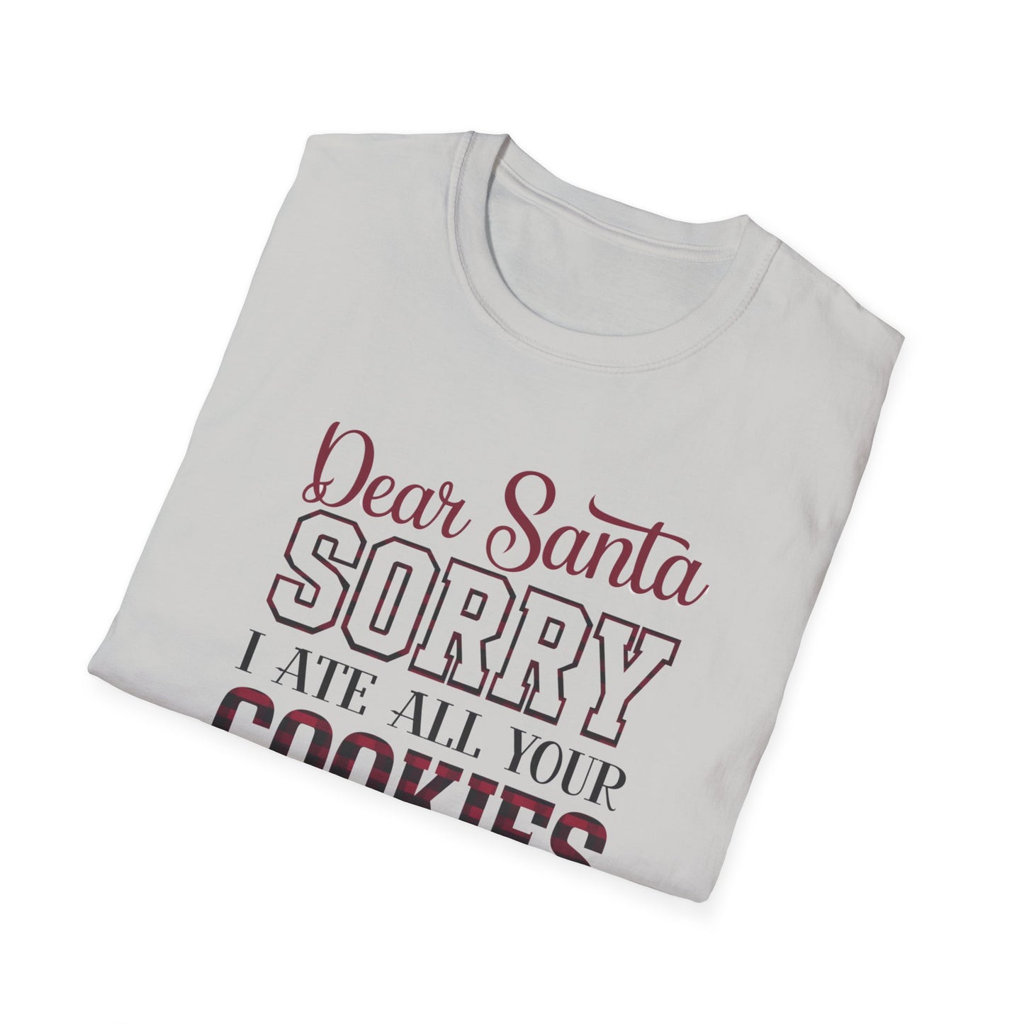Funny Christmas T-Shirt, Unisex Softstyle Tee, Holiday Humor Gift, Santa Cookie Tee, Fun Gift for Him or Her, Seasonal Wear