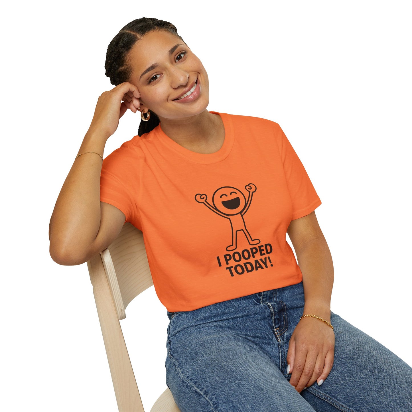 Funny Unisex Softstyle T-Shirt - "I Pooped Today!" Playful Humor Tee for Kids and Adults