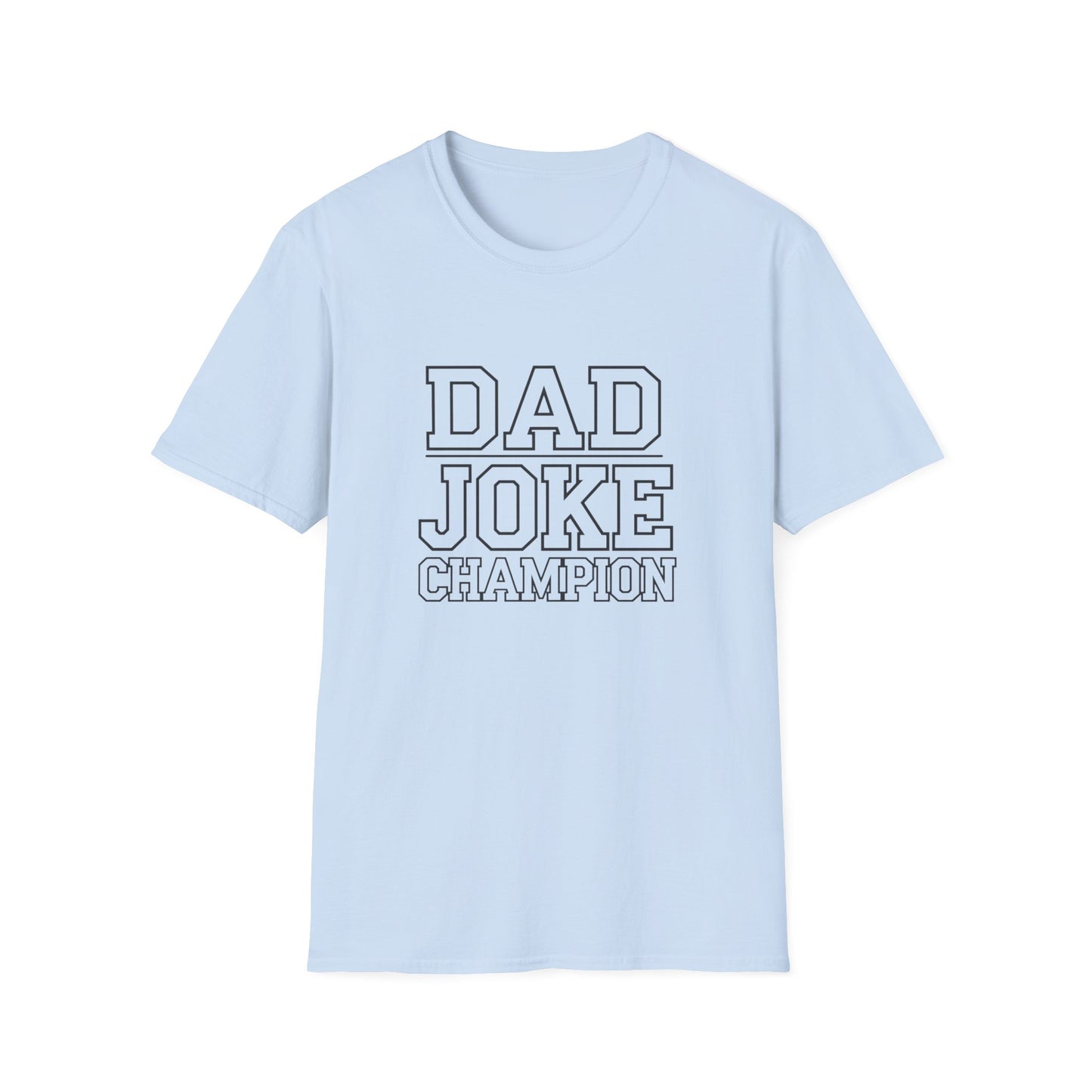 Dad Joke Champion Unisex Softstyle T-Shirt - Perfect Gift for Fathers' Day, Family Gatherings and Fun Occasions