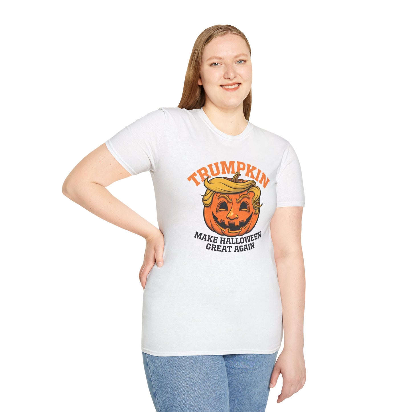Halloween Trumpkin T-Shirt - Unisex Softstyle Tee for Fall Festivities, Party Attire, Gag Gift, Trick or Treat, Spooky Season