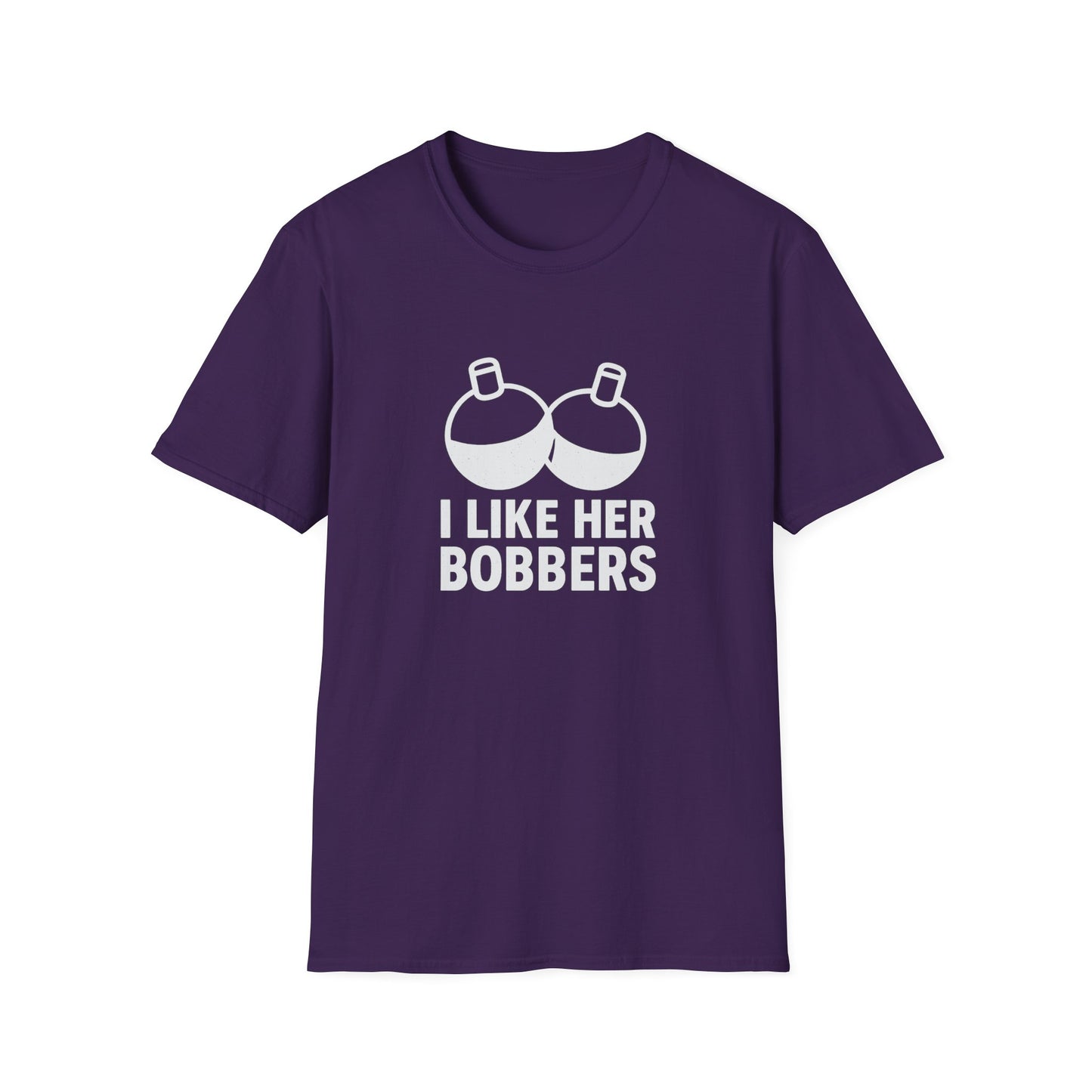 I Like Her Bobbers Unisex Softstyle T-Shirt - Fun Casual Wear for Fishing Enthusiasts