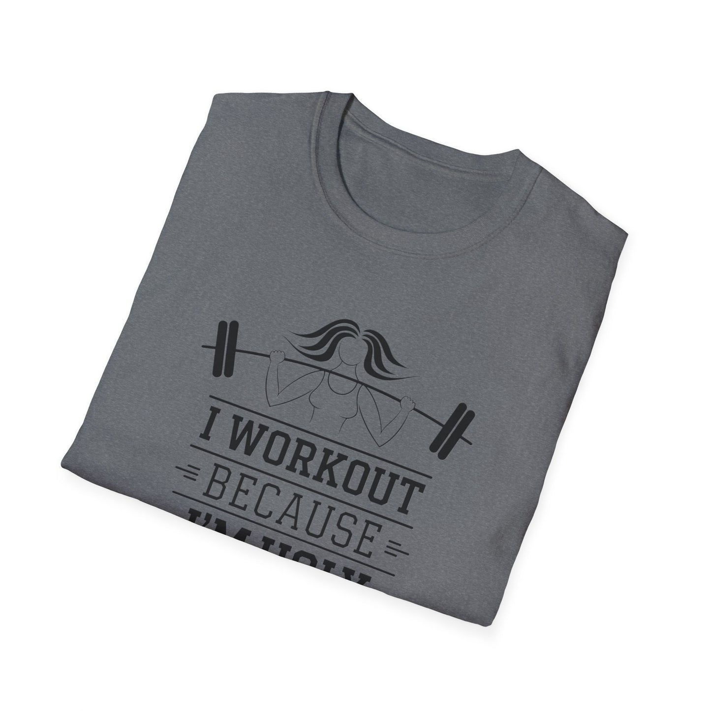 Funny Workout T-Shirt - 'I Workout Because I'm Ugly' - Unisex Softstyle Tee