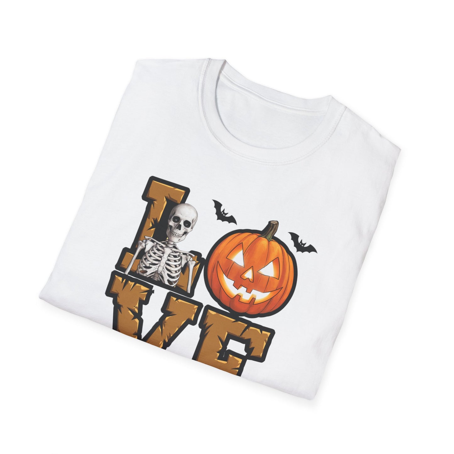 Halloween Skeleton Love T-Shirt, Spooky Graphic Tee, Unisex Fall Apparel, Halloween Costume, Trick or Treat Shirt